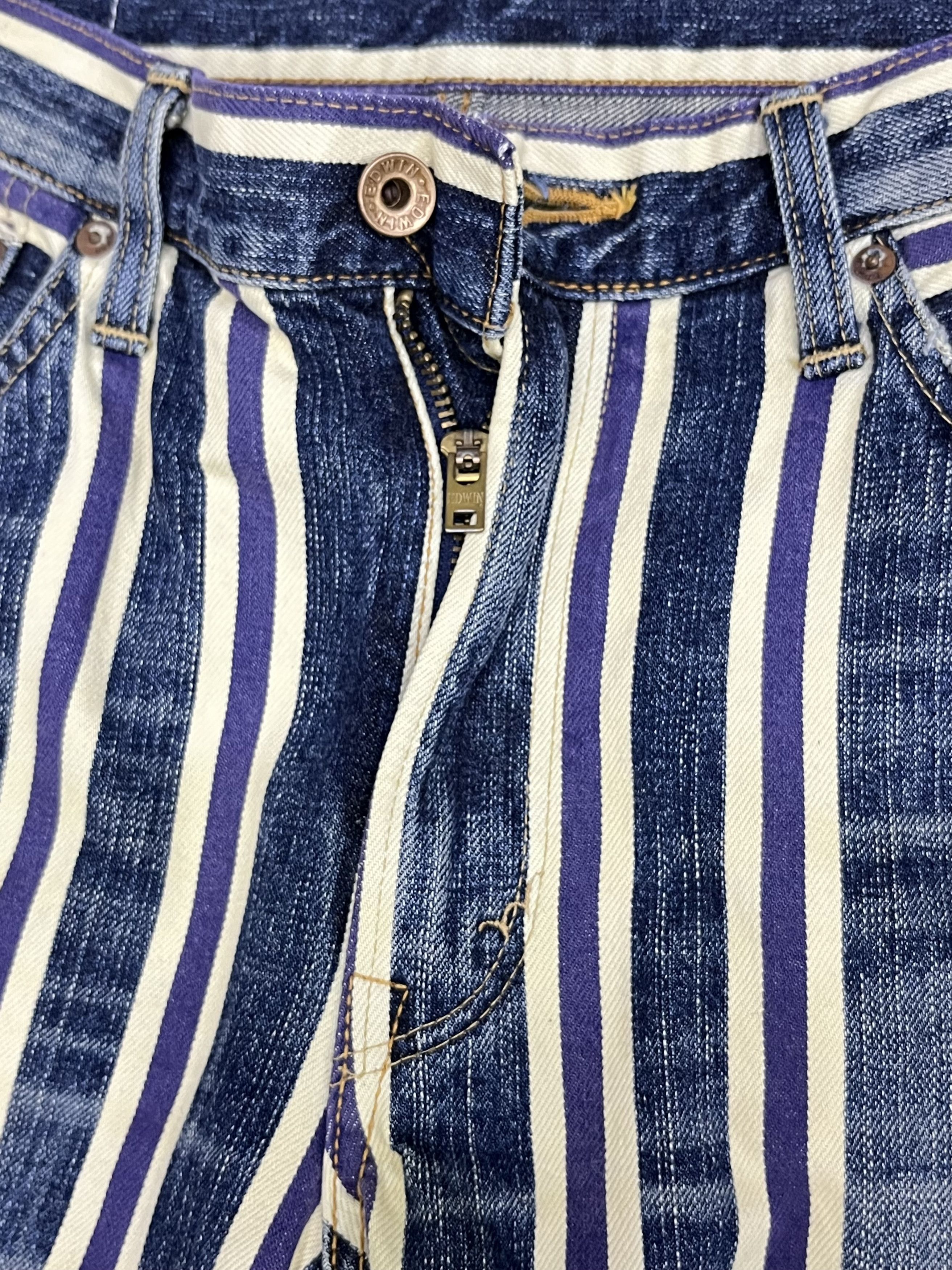 Edwin 🔥EDWIN 13oz Selvedge Punk Runway Purple Stripe Flare Japan Size US 30 / EU 46 - 6 Thumbnail