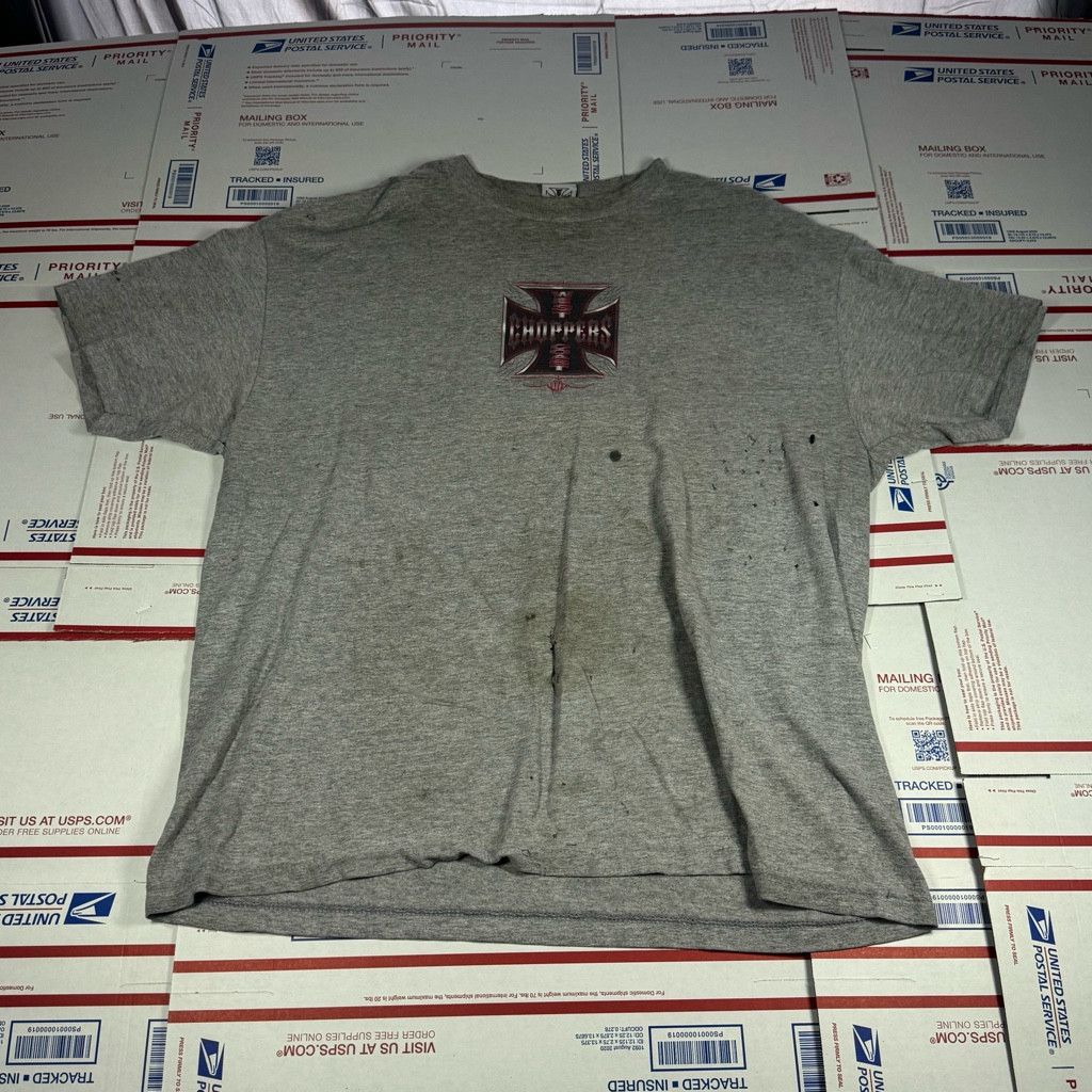 Harley Davidson Thrashed Grey Red West Coast Choppers Vintage Size XL Size US XL / EU 56 / 4 - 4 Thumbnail
