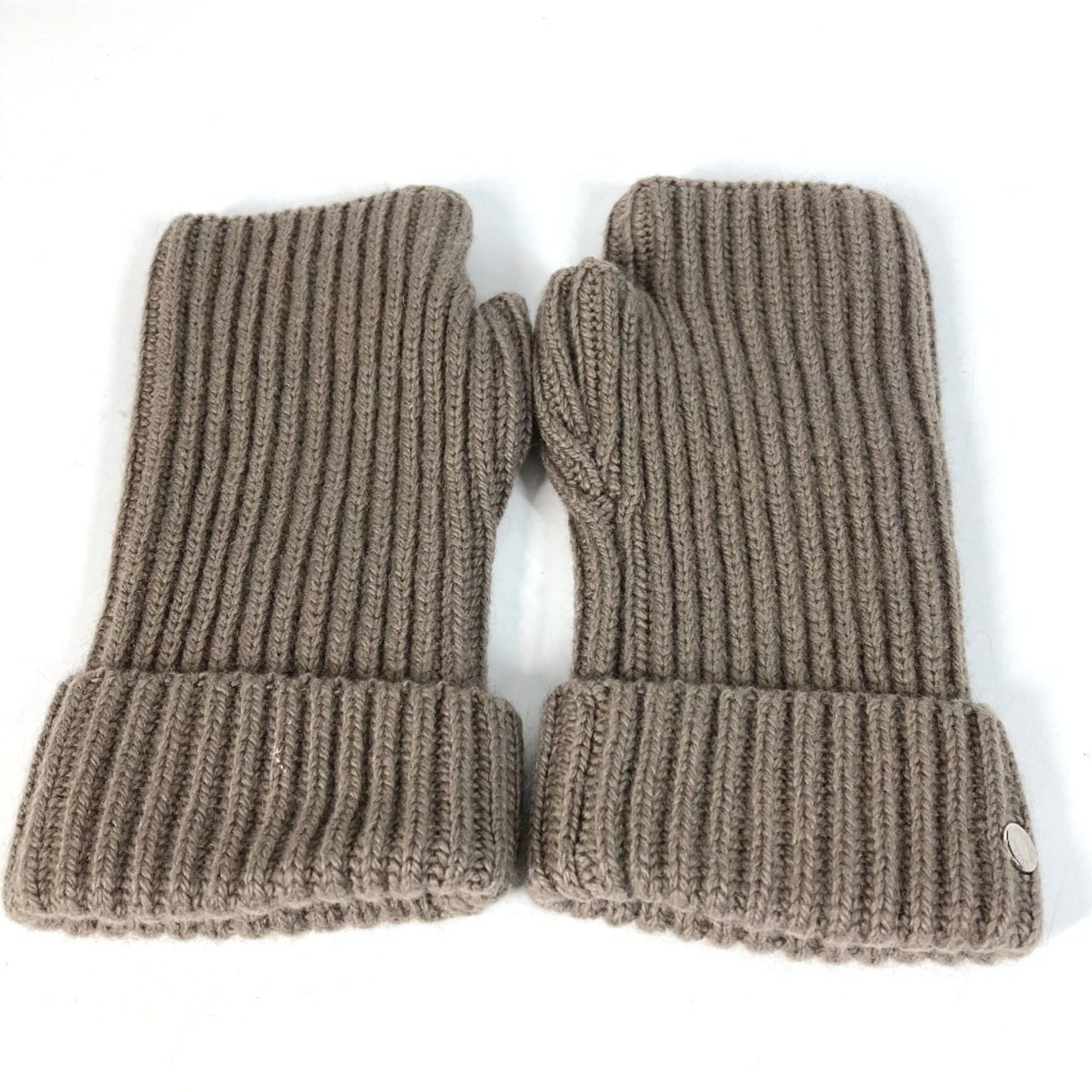 HERMES Serie Logo Philippa Fingerless Accessory Gloves Cashmere Mohair Women's Gray