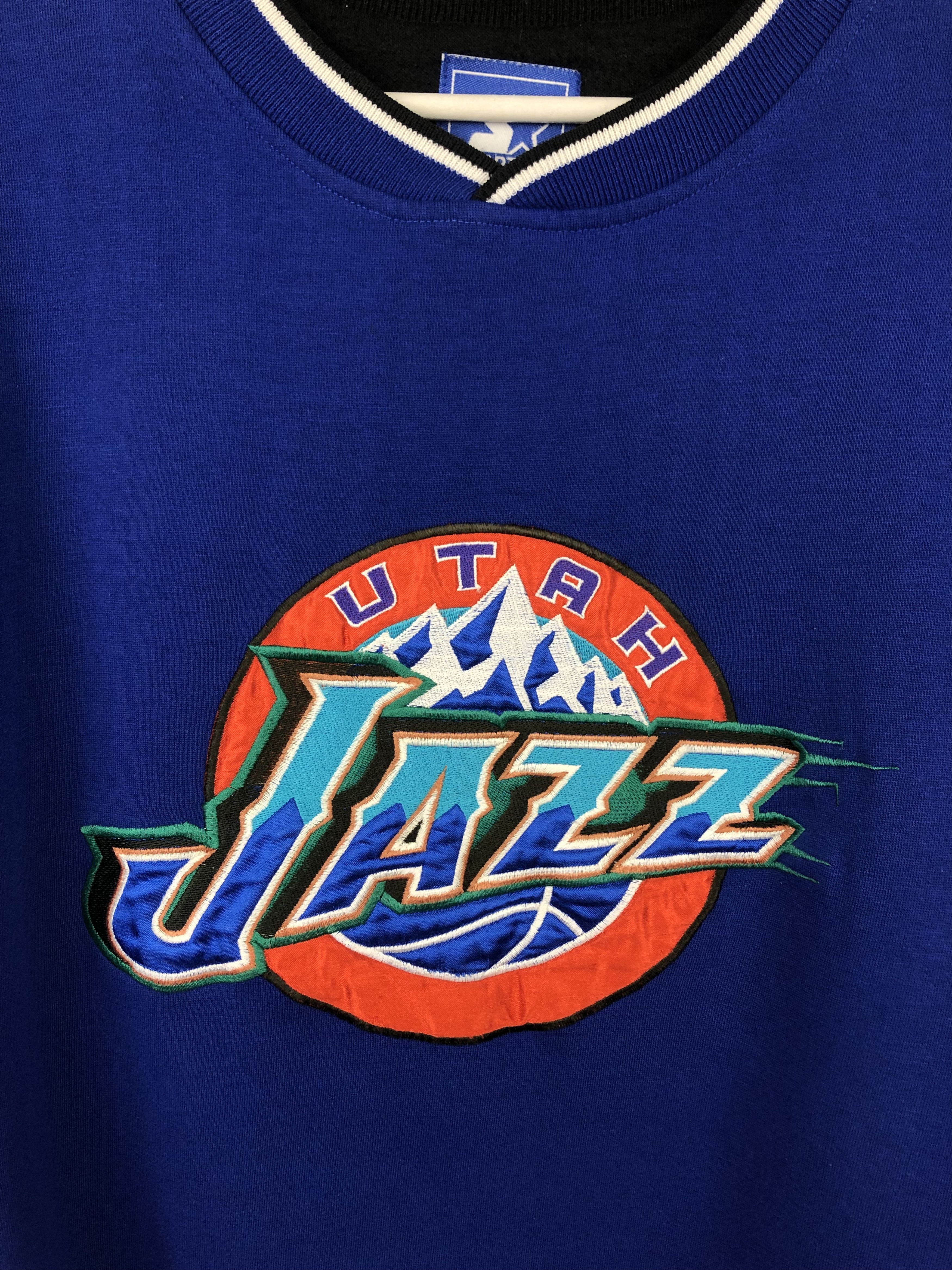 NBA Vintage 90's Starter Utah Jazz NBA Sweatshirt Mens Crewneck Size US L / EU 52-54 / 3 - 3 Thumbnail