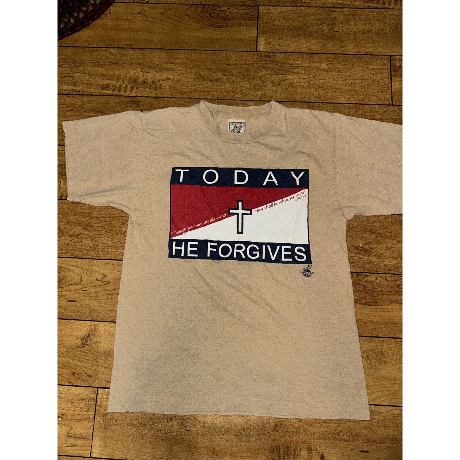 Band Tees × Vintage Vintage 1998 Single Stitch Jesus Parody T-Shirt Tan M 18x25 Size US M / EU 48-50 / 2 - 1 Thumbnail