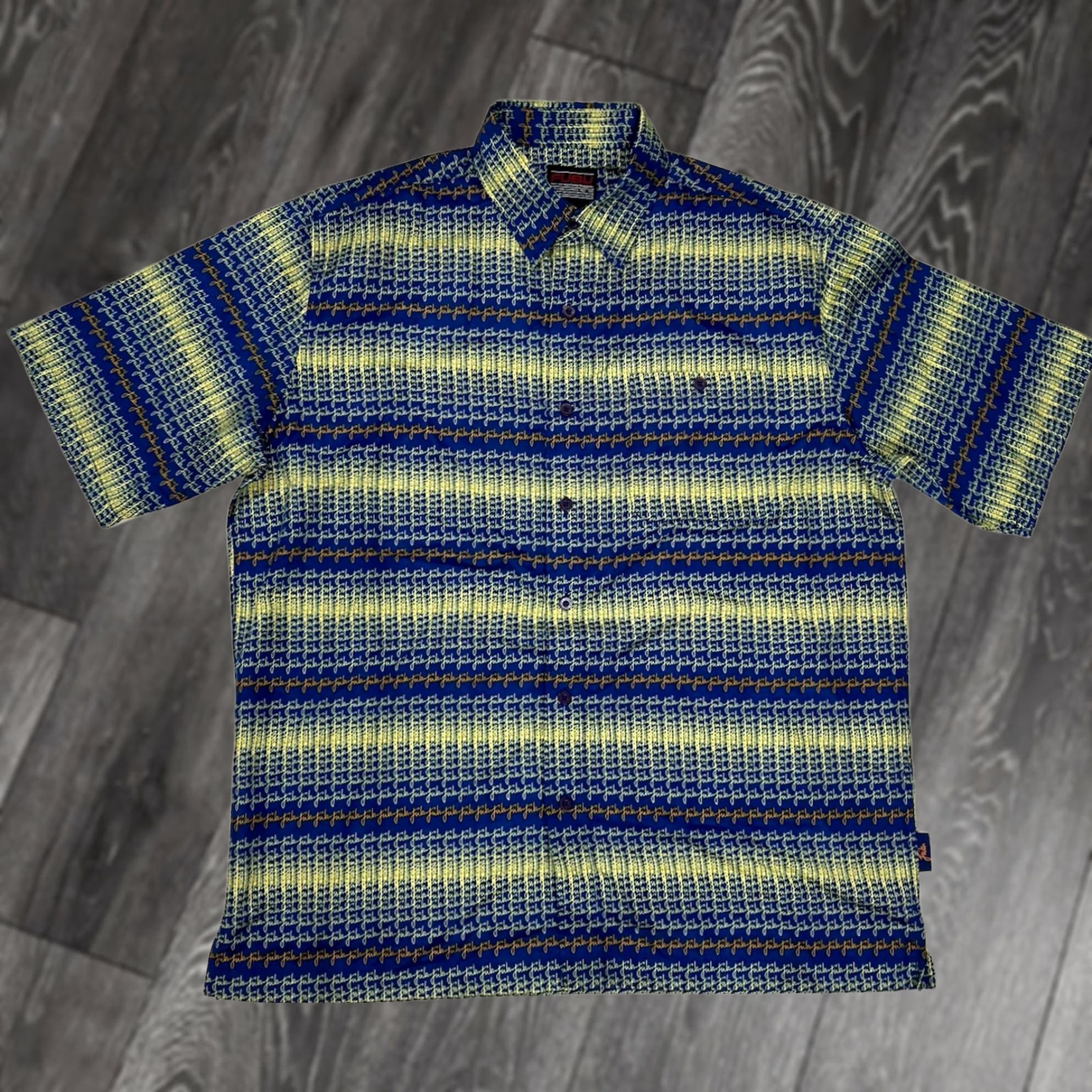 Fubu VINTAGE FUBU All Over Print Shirt Men L Blue Short Sleeve AOP Y2K Button-Up Collared 90s Hip Hop Fans Girls Size US L / EU 52-54 / 3 - 1 Thumbnail