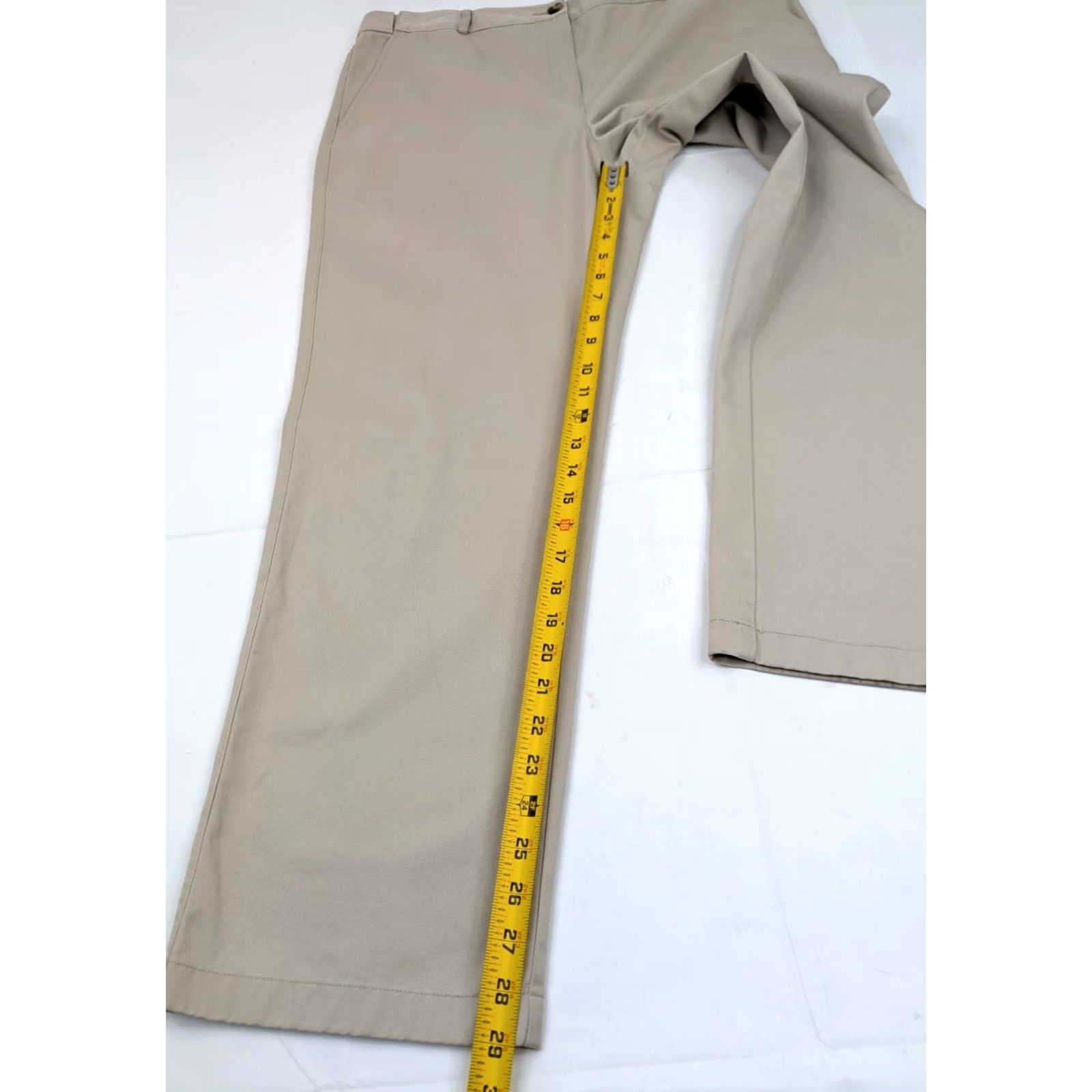Vintage L.L. Bean Bayside Classic Fit Chino Straight Pants Women 16 Beige Stretch Flat Front SS16 Size 38" / US 16 / IT 52 - 3 Thumbnail