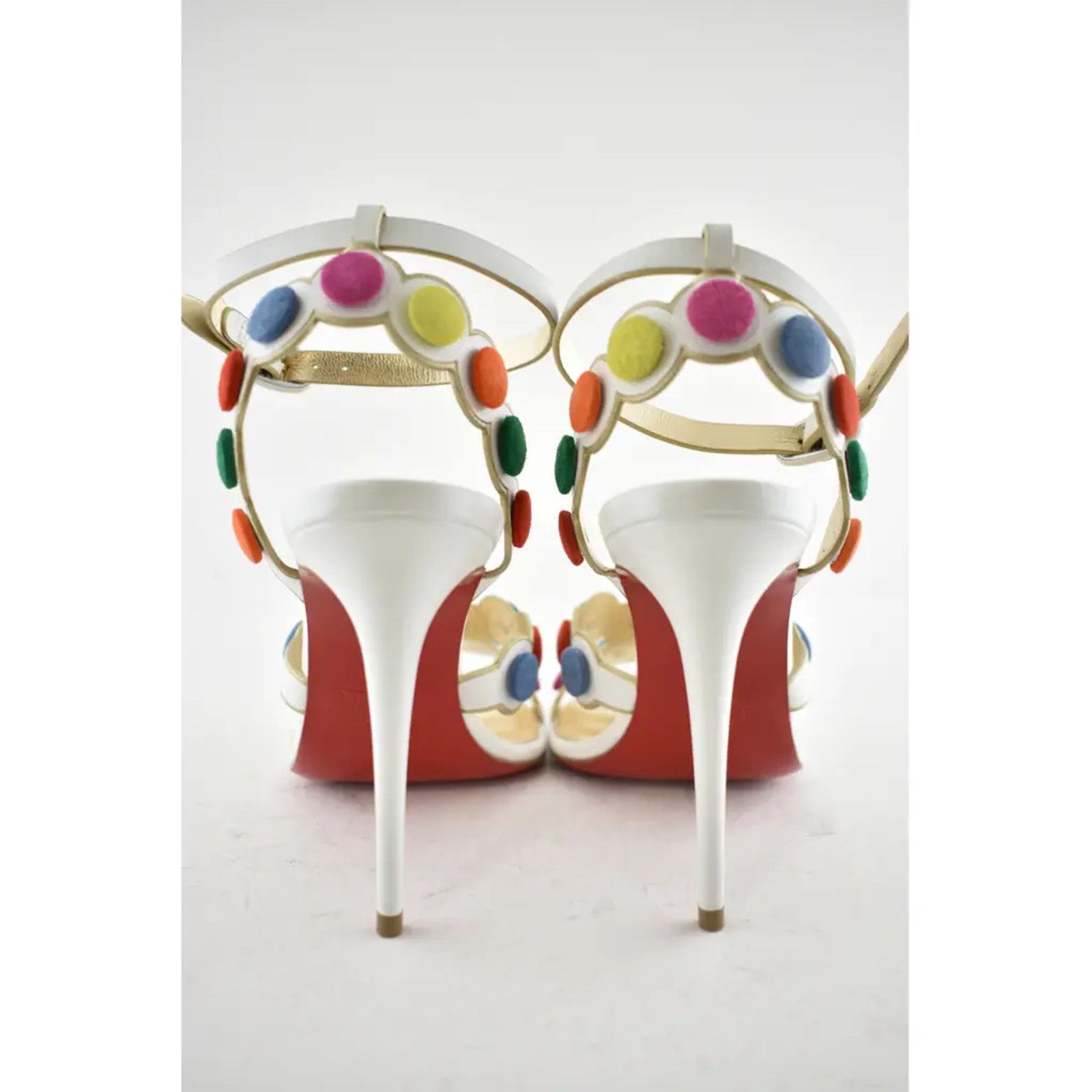 Christian Louboutin Smartissima 100 White Multi Ankle Strap Sandal Heel Pump 35 Size US 5 / IT 35 - 10 Thumbnail