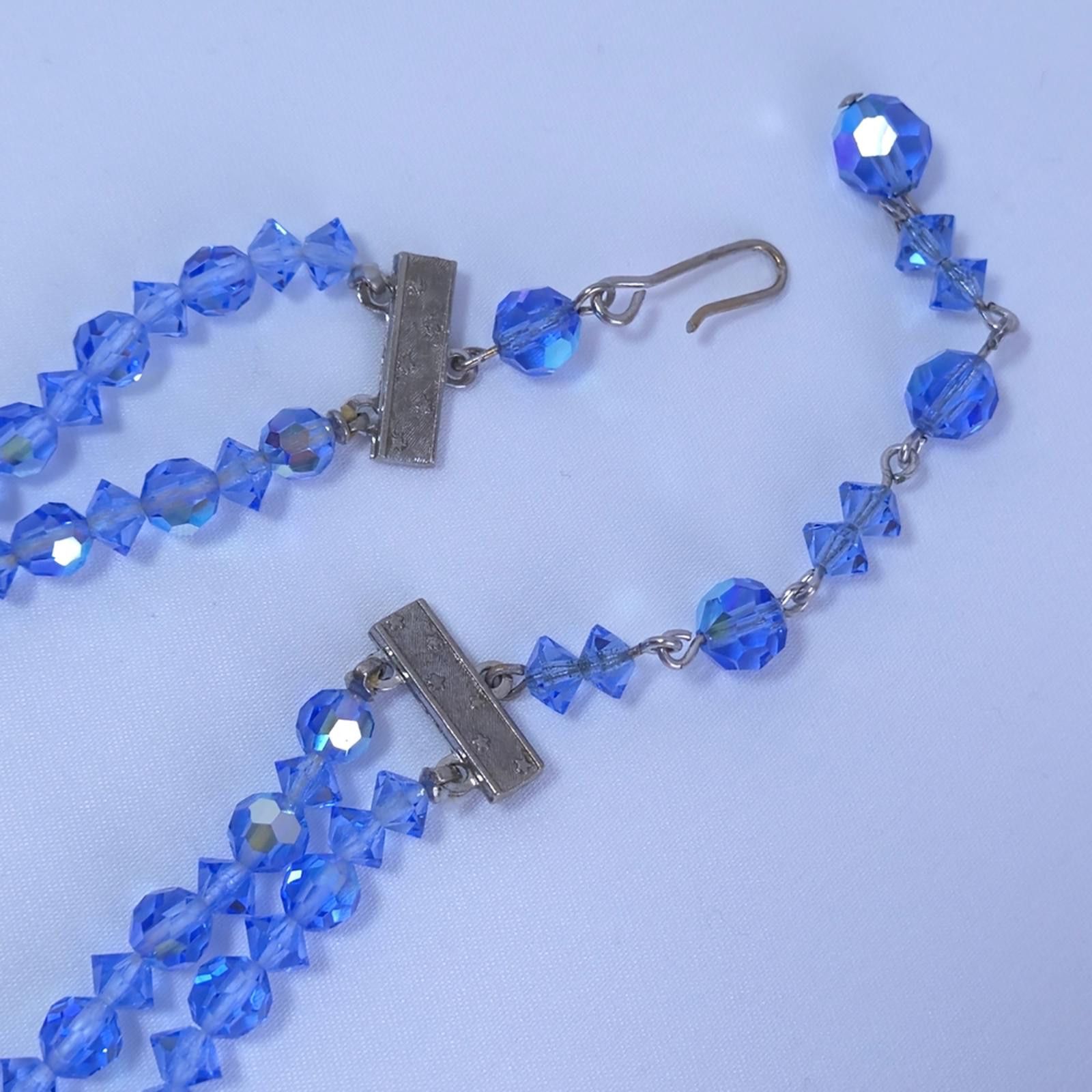 Designer Blue Faceted Crystal Beaded Double-Strand 1950s Necklace Size ONE SIZE - 2 Thumbnail