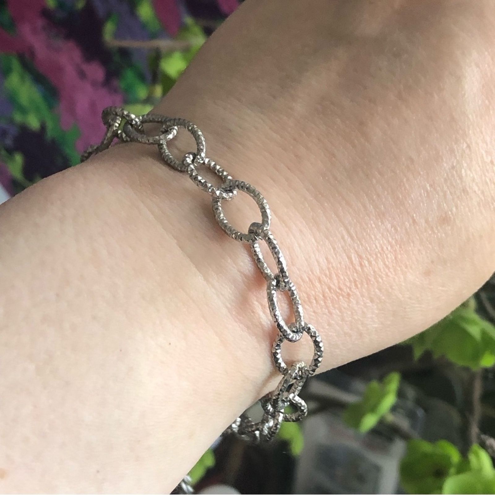 Jewelry Silver chunky sparkle link chain anklet bracelet Size ONE SIZE - 1 Thumbnail