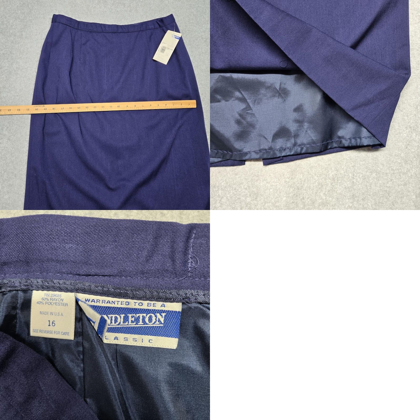 Pendleton Pendleton Skirt Womens 16 Blue Midi Lined Pencil Straight Made In USA Size 38" / US 16 / IT 52 - 8 Thumbnail