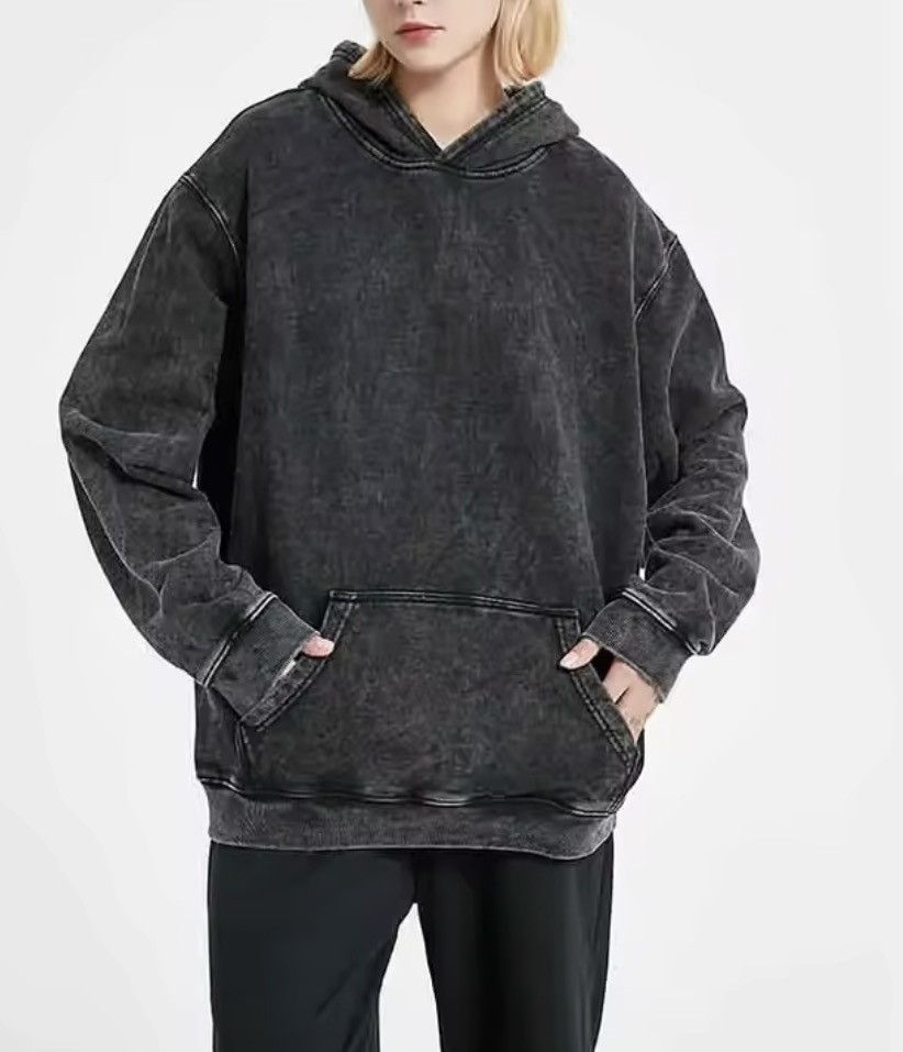 Japanese Brand Washed Black Hoodie | Mineral Acid Wash Streetwear Pullover Size US M / EU 48-50 / 2 - 1 Thumbnail