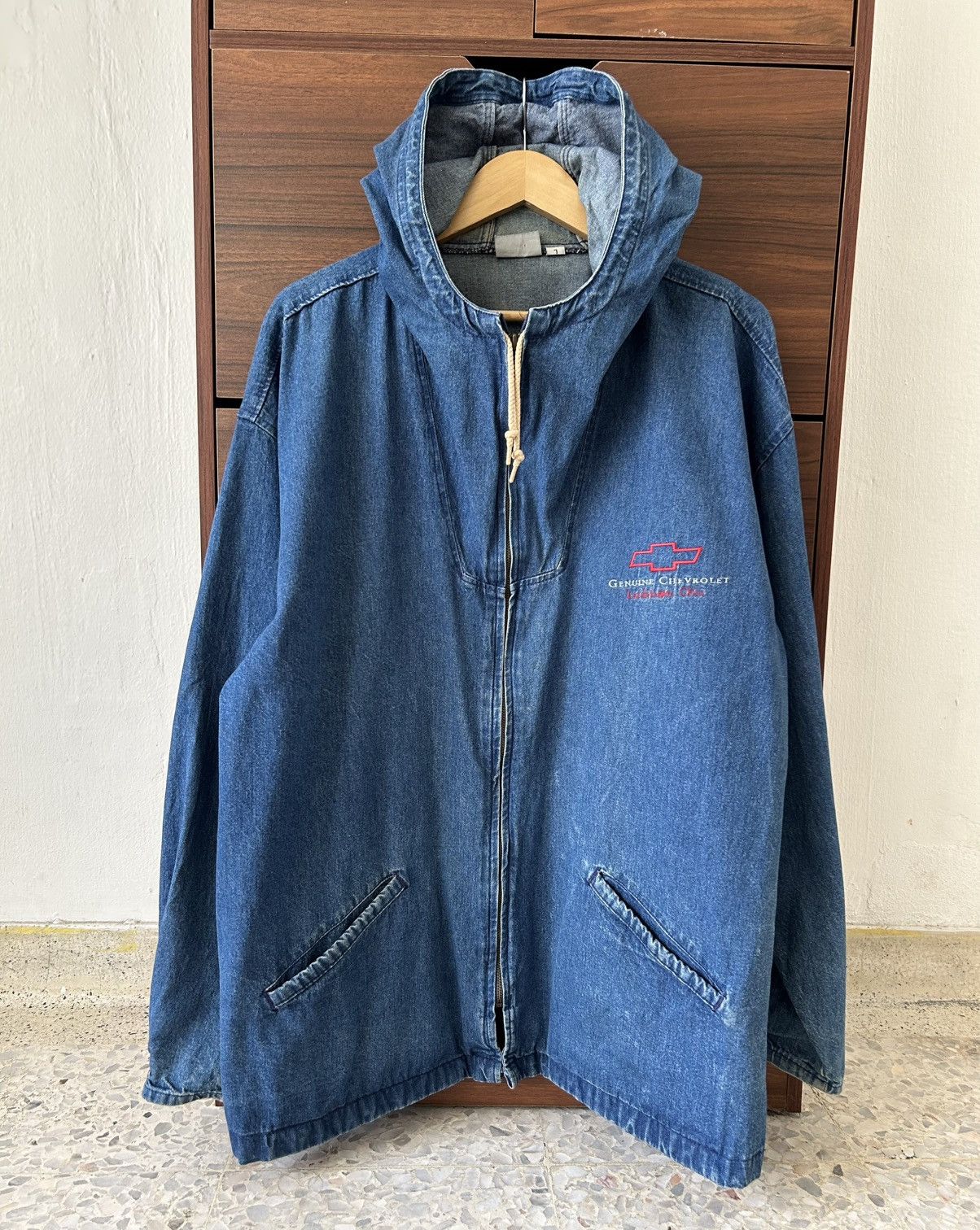 Chevrolet RARE🔥80’S KING LOUIE CHEVROLET HOODED DENIM JACKET RELAXED Size US XL / EU 56 / 4 - 1 Thumbnail