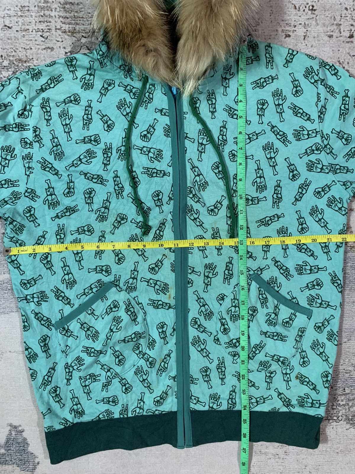 Japanese Brand Undefined Japan Fur Hoodie Full Print Punk Style Size US M / EU 48-50 / 2 - 8 Thumbnail