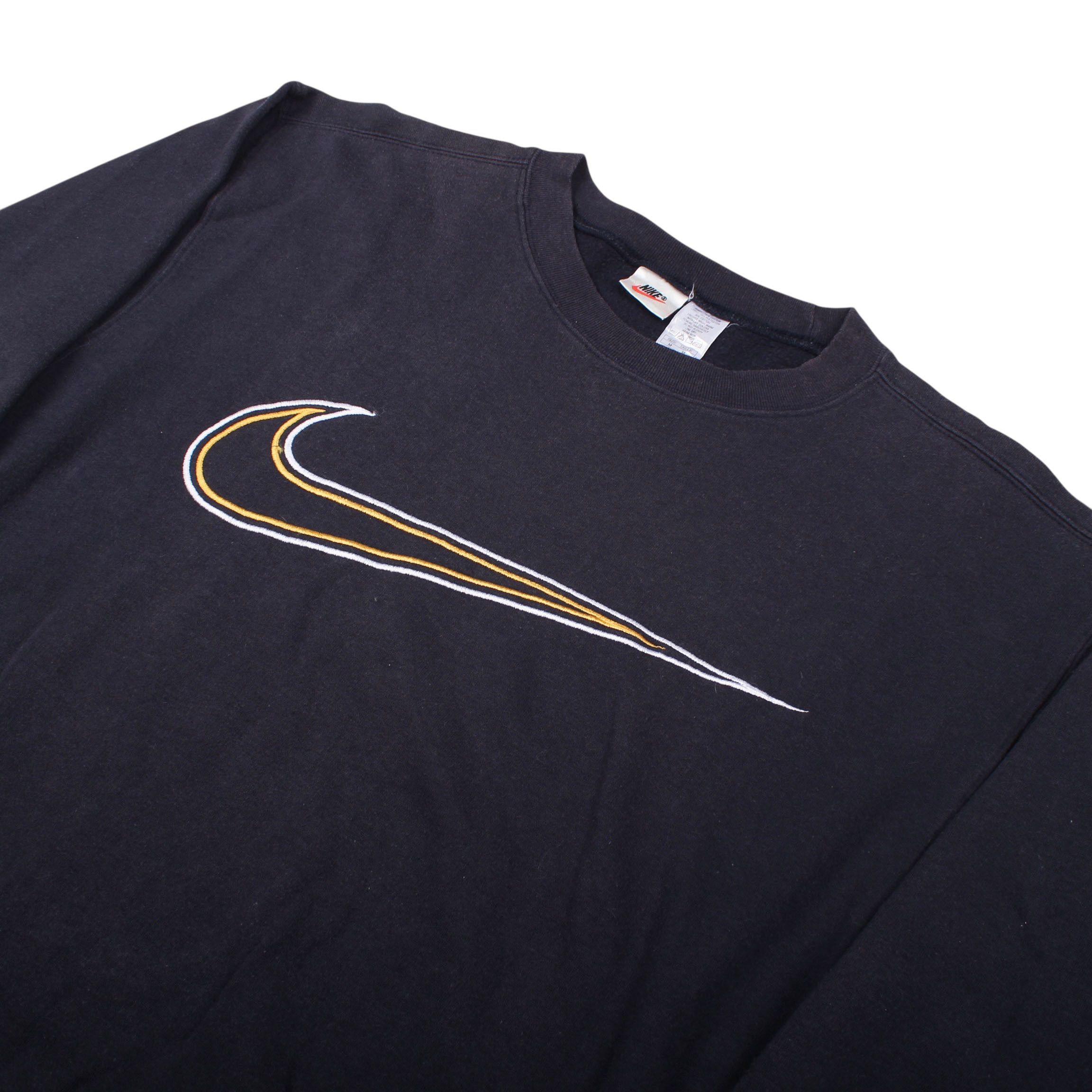 Nike Nike Big Swoosh Sweatshirt Black Crewneck 90s Y2K Size US M / EU 48-50 / 2 - 2 Thumbnail