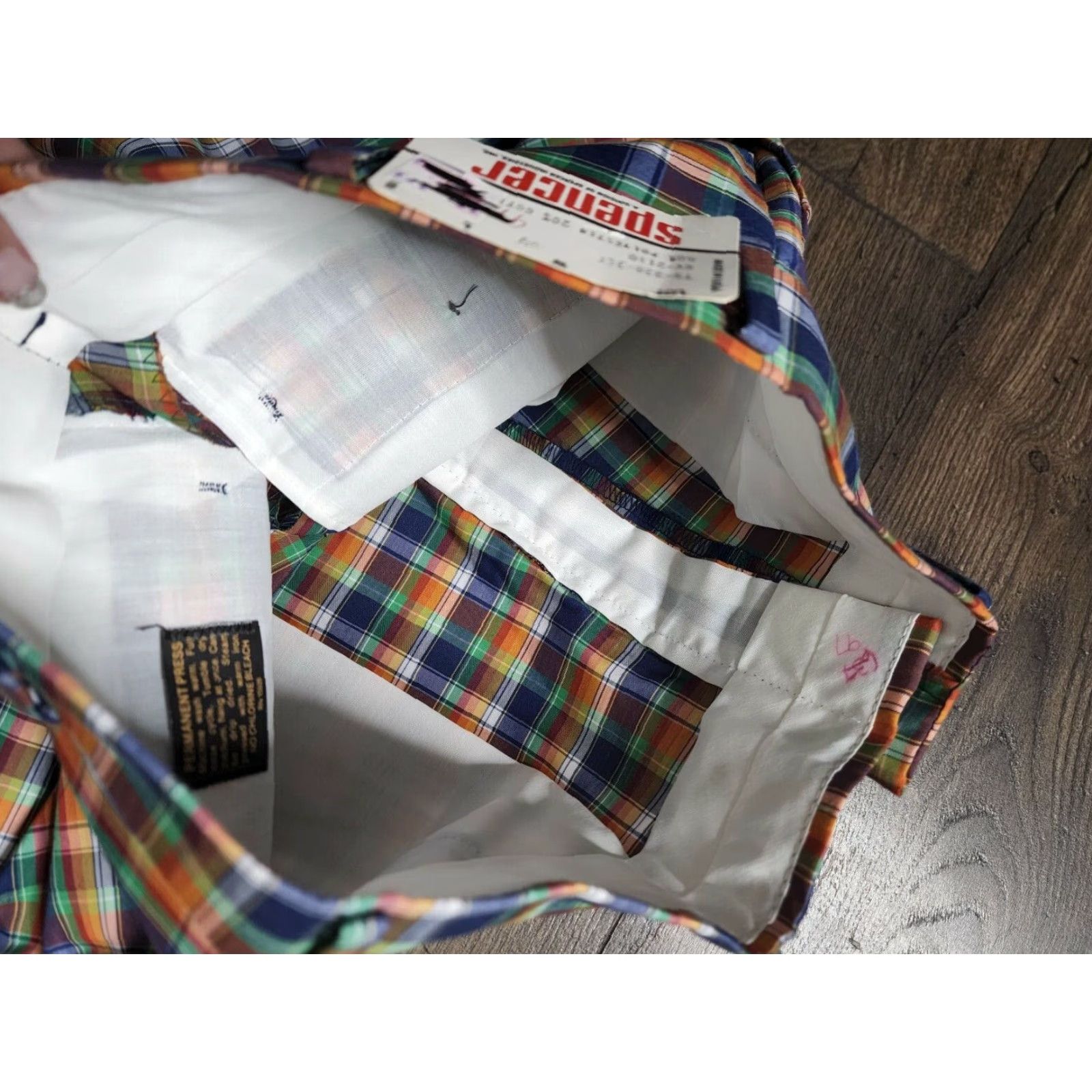 Vintage VINTAGE 1960s Tailfeathers by Spencer Men's 28 NOS Plaid Golf Chino Shorts Size US 28 / EU 44 - 5 Thumbnail