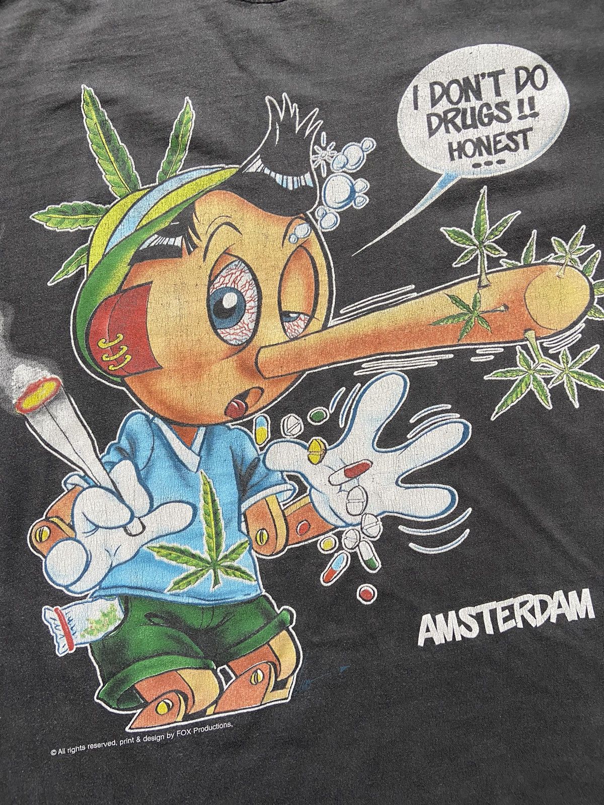 Other Vintage 90s Pinokkio 'I Don't Do Drugs Honest' T-Shirt Size US XL / EU 56 / 4 - 3 Thumbnail