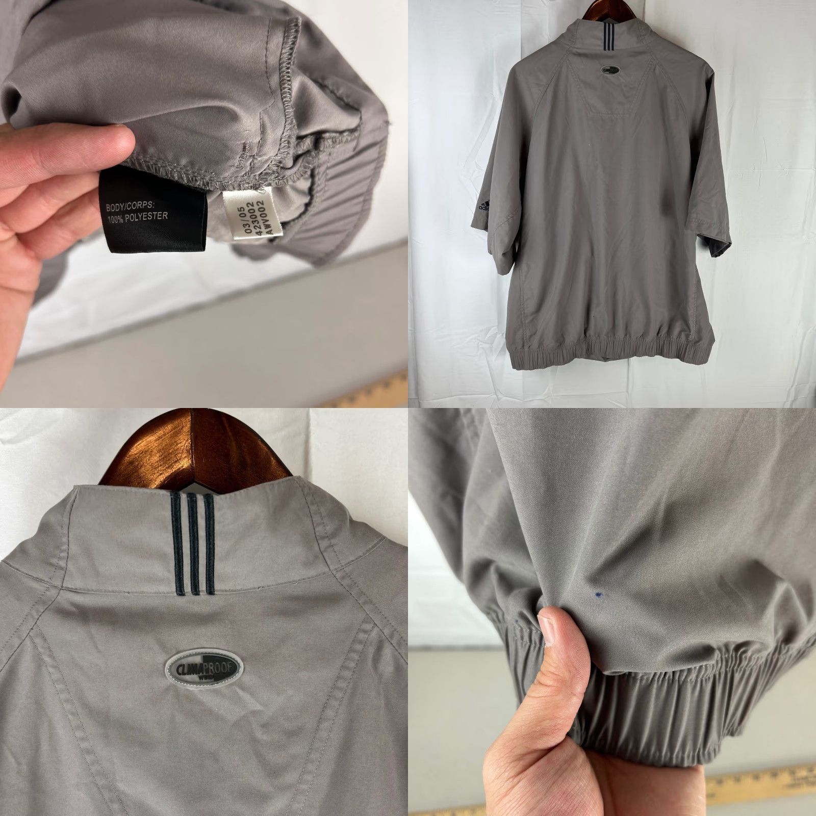 Adidas Adidas Windbreaker Mens Large Gray Short Sleeve 1/4 Zip Wicked Stick Jacket Fall Spring Golf Gym & Training Mens Size US 33 - 8 Thumbnail