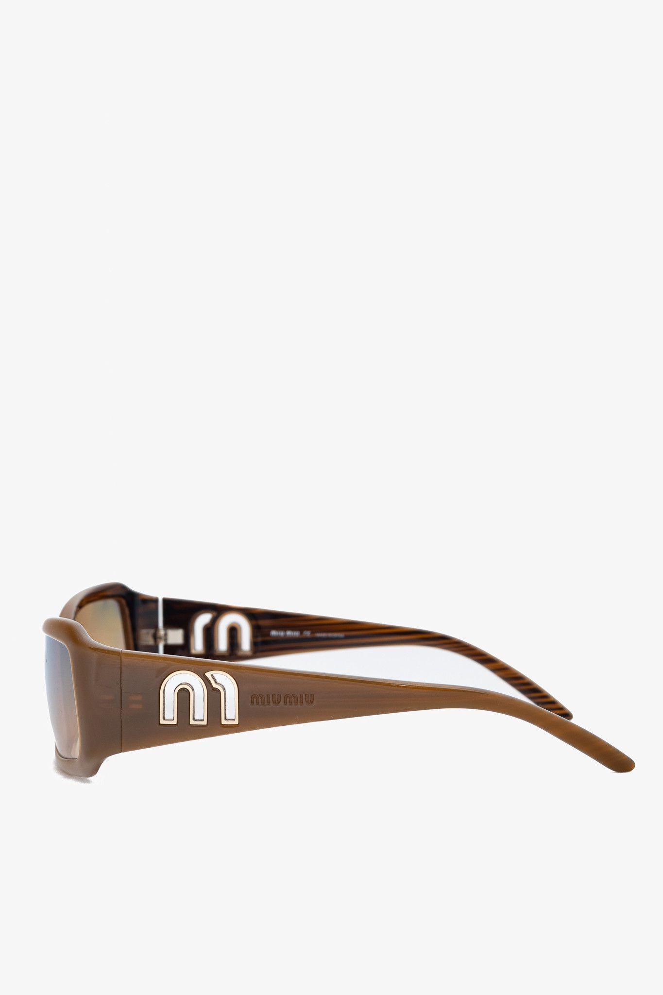 Miu Miu Miu Miu SMU07H Brown Rectangular Cutout-Logo Sunglasses Size ONE SIZE - 3 Thumbnail