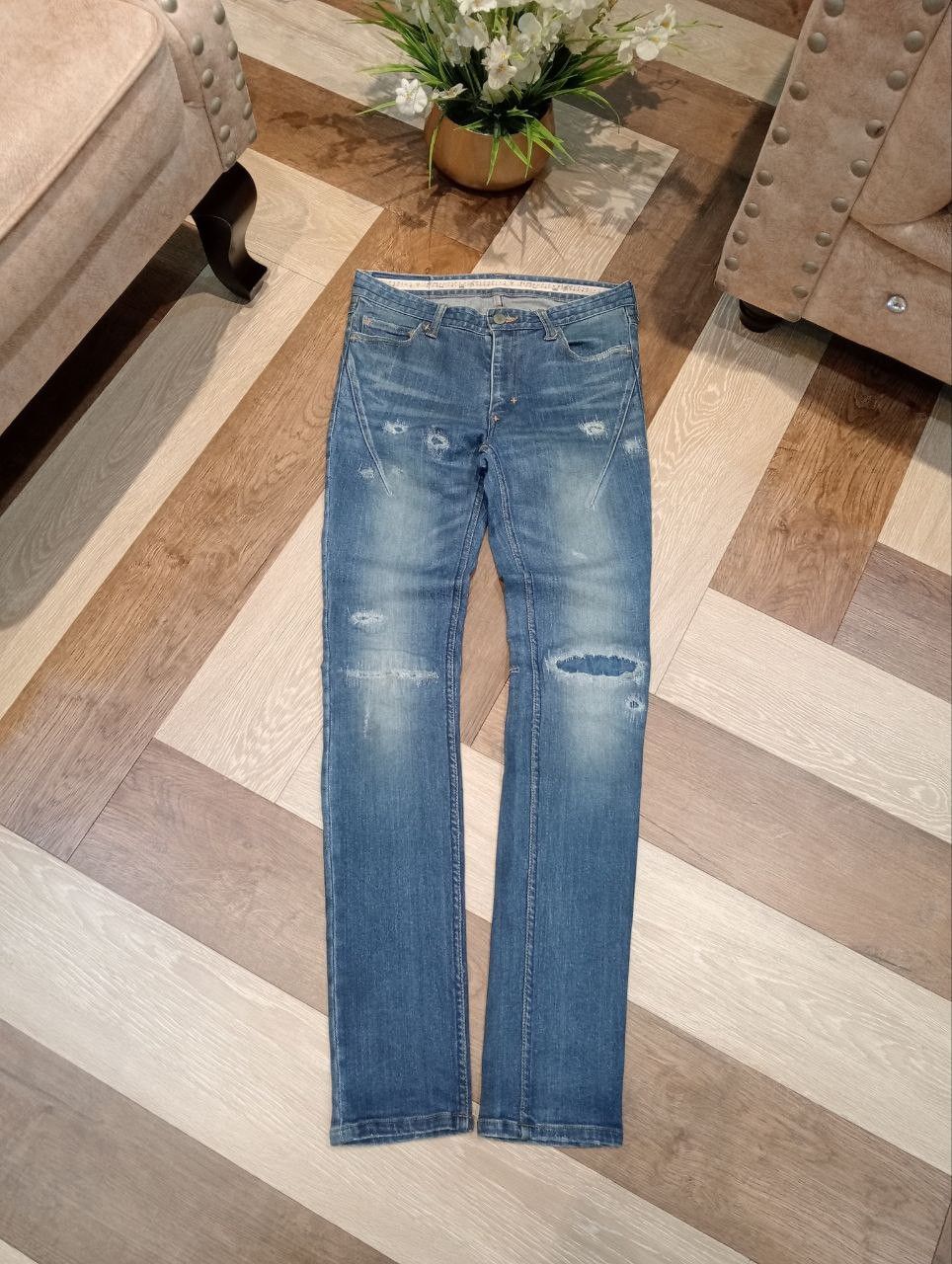 Number (N)ine NUMBER NINE x STUDIOUS BLUE DENIM STRETCH SKINNY PANTS Size US 29 - 1 Thumbnail