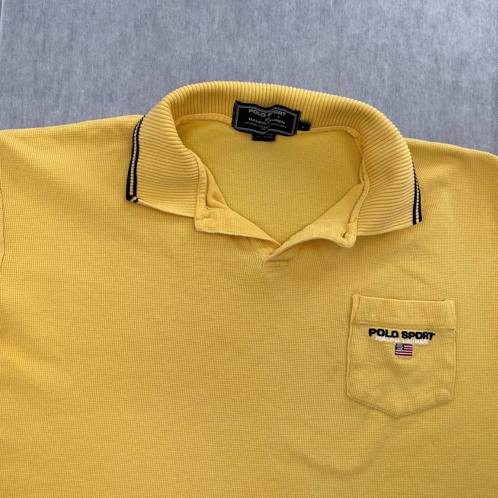 Vintage VINTAGE Polo Sport Shirt Adult Large Yellow Pocket Embroidered Mens 90s USA Polo Sport Shirt Yellow Large Mens Size US L / EU 52-54 / 3 - 3 Thumbnail