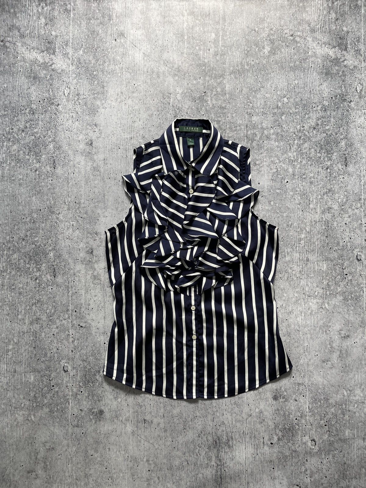 Polo Ralph Lauren Ralph Lauren Blue White Stripe Satin Blouse Top Size S(2) Size S / US 4 / IT 40 - 5 Thumbnail