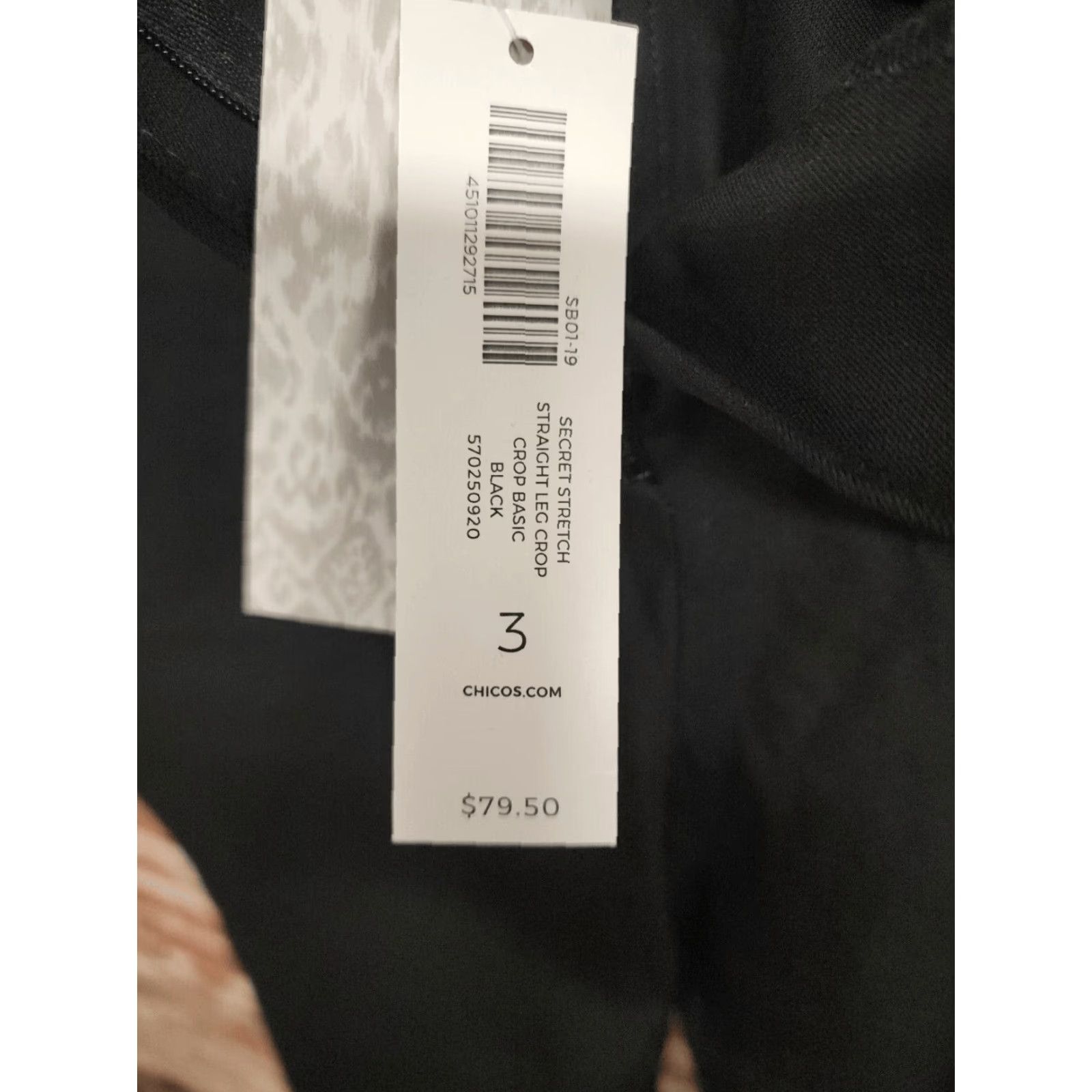 Vintage CHICOS Black Convertible Straight Leg Crop Pant 16 Regular Stretc h Luxe NWT 27" Inseam Womens Pants Size 26" / US 2 / IT 38 - 5 Thumbnail
