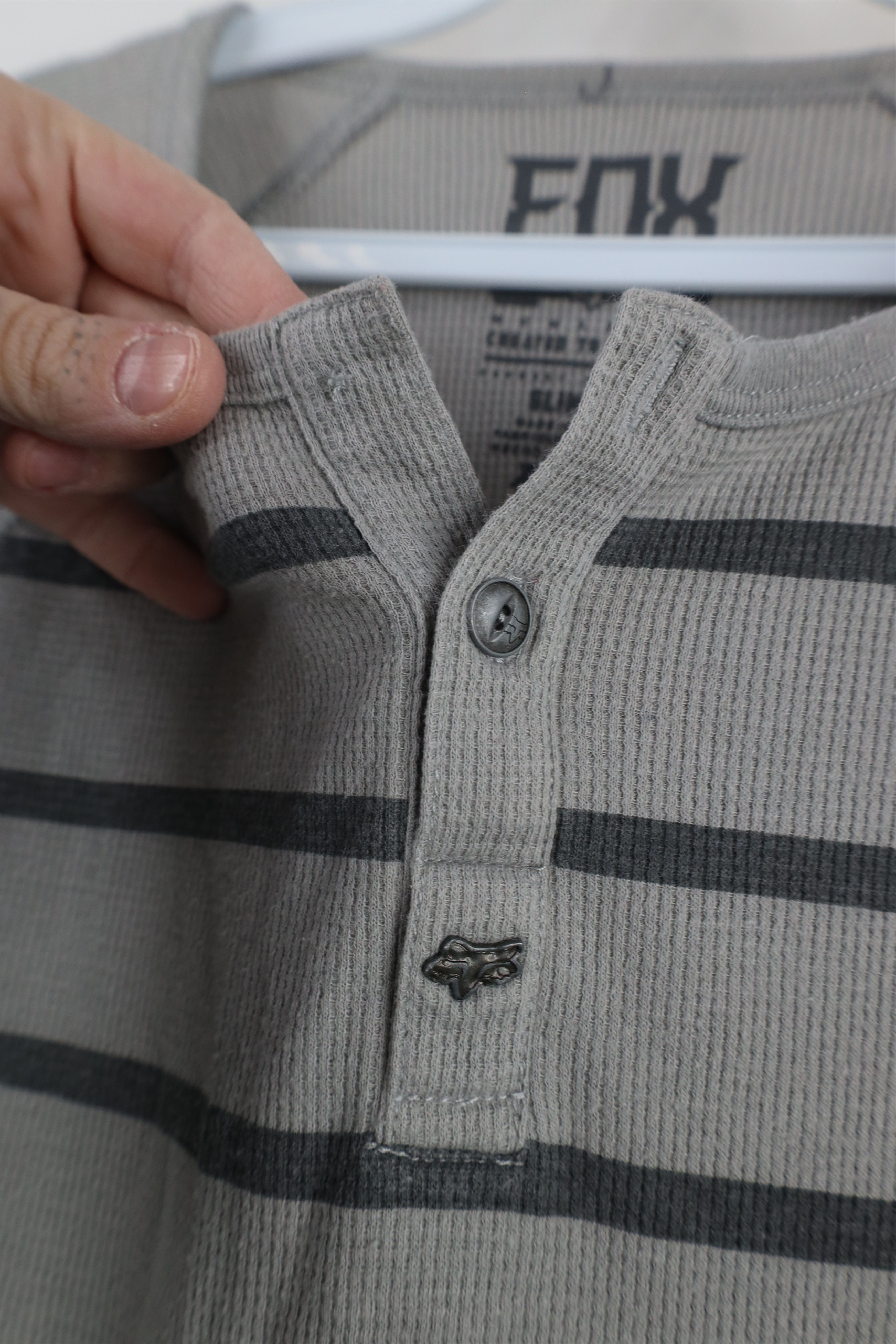 Fox Racing × Vintage Vintage Fox Racing Logo Thermal Waffle Knit Henley T-Shirt Size US L / EU 52-54 / 3 - 4 Thumbnail
