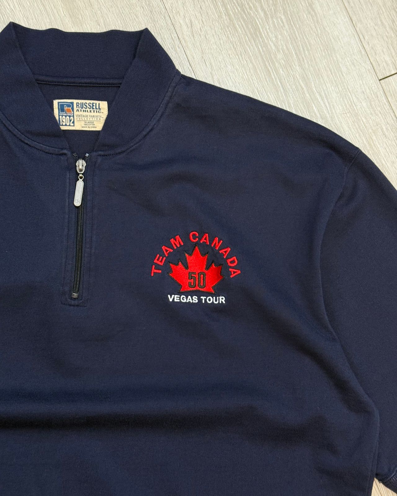 Russell Athletic × Vintage Vintage Russell Athletic Team Canada 1/4-Zip T-Shirt - XL Size US XL / EU 56 / 4 - 3 Thumbnail