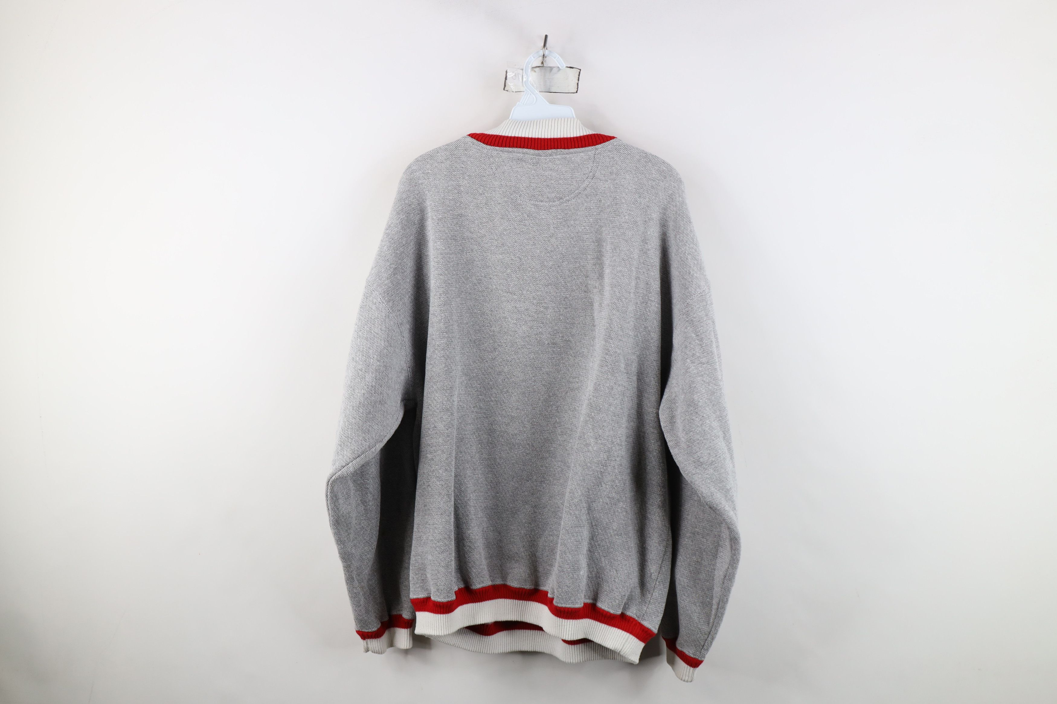 Vintage Vintage 90s Streetwear Indian Head V-Neck Sweatshirt Gray Size US XL / EU 56 / 4 - 10 Thumbnail