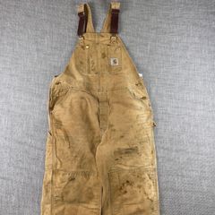 NJFreshGoods Carhartt Mens Bib Overalls Vintage Brown USA Double Knee Insulated 44 x 30 New