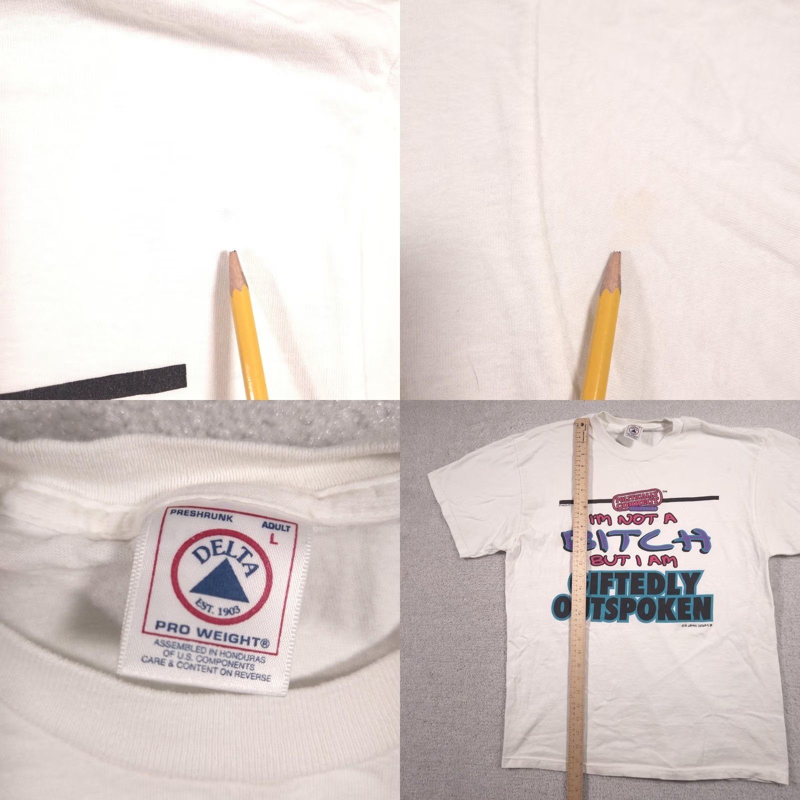 Delta VINTAGE Delta Shirt Mens Large White Politically Correct Giftedly Outspoken 90s Size US L / EU 52-54 / 3 - 8 Thumbnail