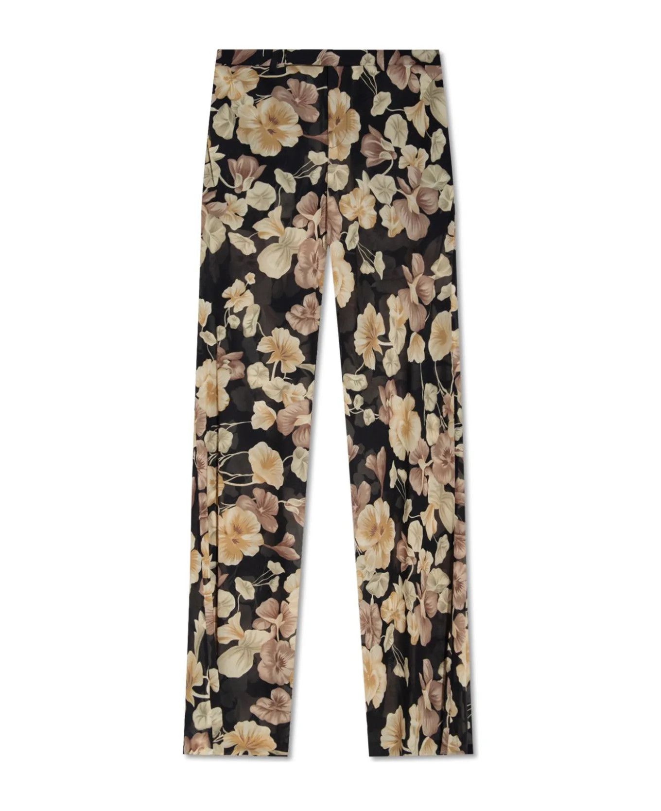 Saint Laurent Paris o1y0126 Floral-Print Casual Pant in Black/Beige Size 28" / US 6 / IT 42 - 1 Thumbnail