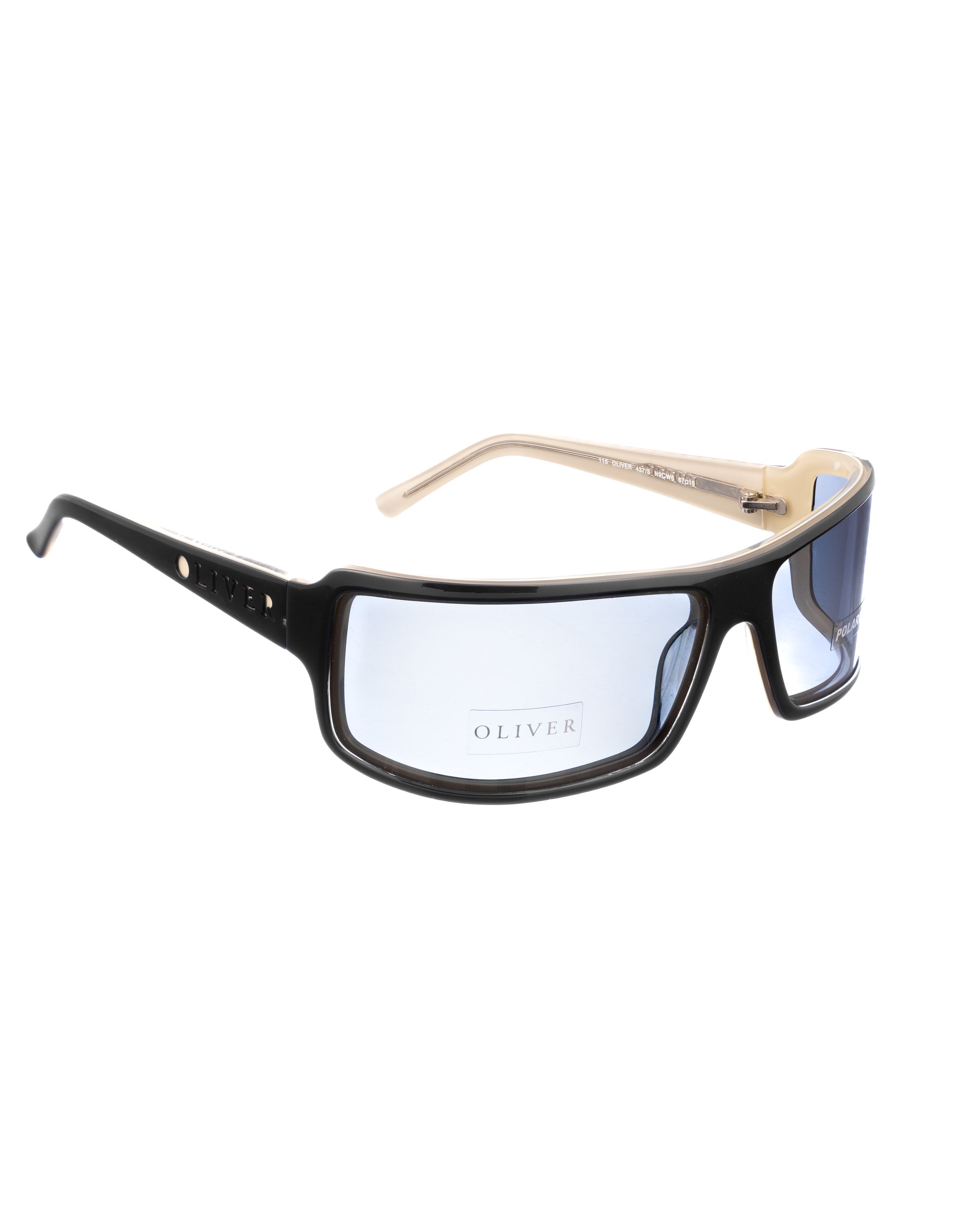 Valentino × Vintage Oliver by Valentino 00s Cream & Black Wraparound Sunglasses Size ONE SIZE - 3 Thumbnail