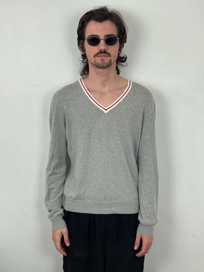 Prada SS2007 Prada Grey V-Neck Contrast Trim Sweater Size M / US 6-8 / IT 42-44 - 2 Thumbnail