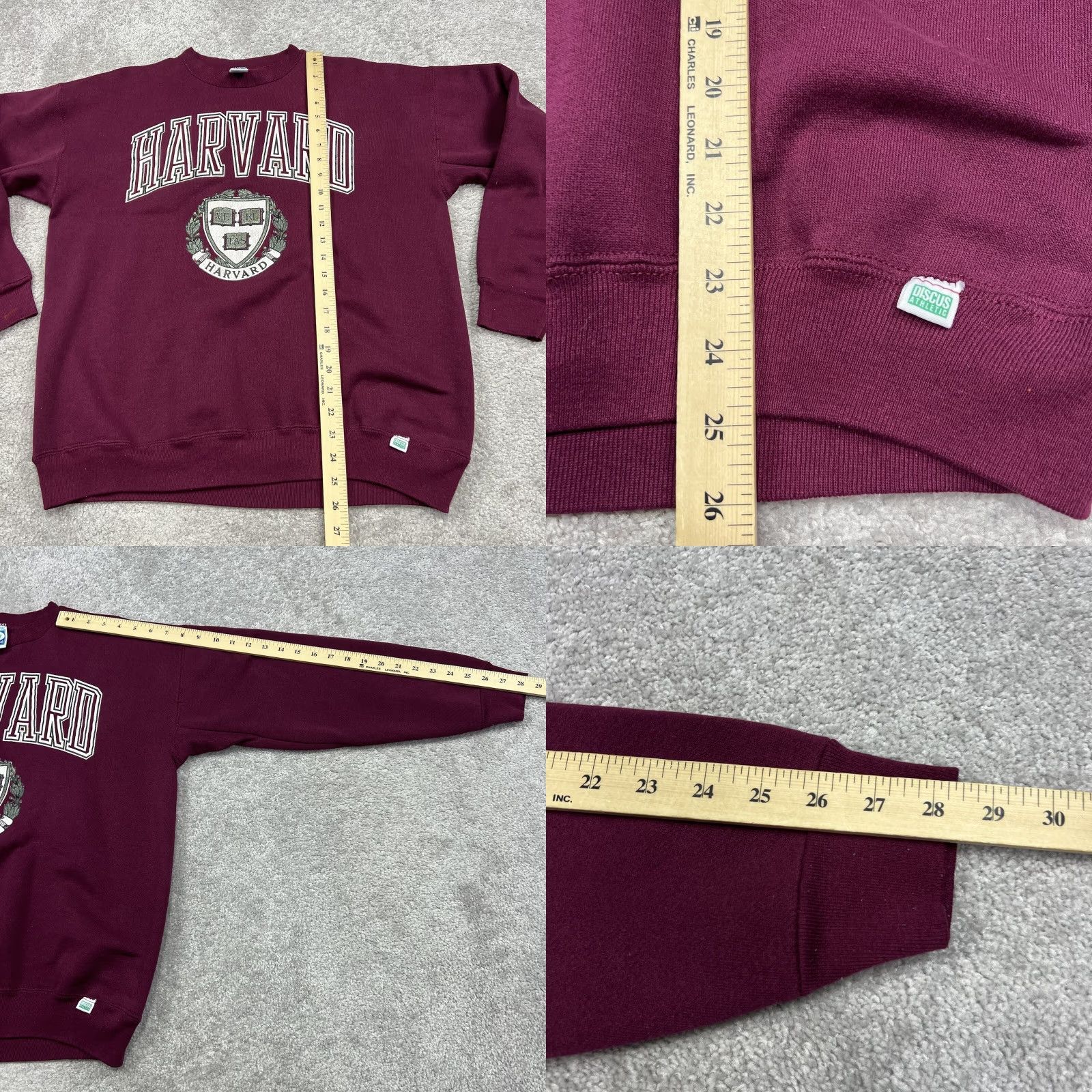 Vintage VINTAGE Discus Athletic Harvard Sweatshirt Adult Large Maroon Crewneck Cotton Blend USA Nike? Size US L / EU 52-54 / 3 - 9 Thumbnail