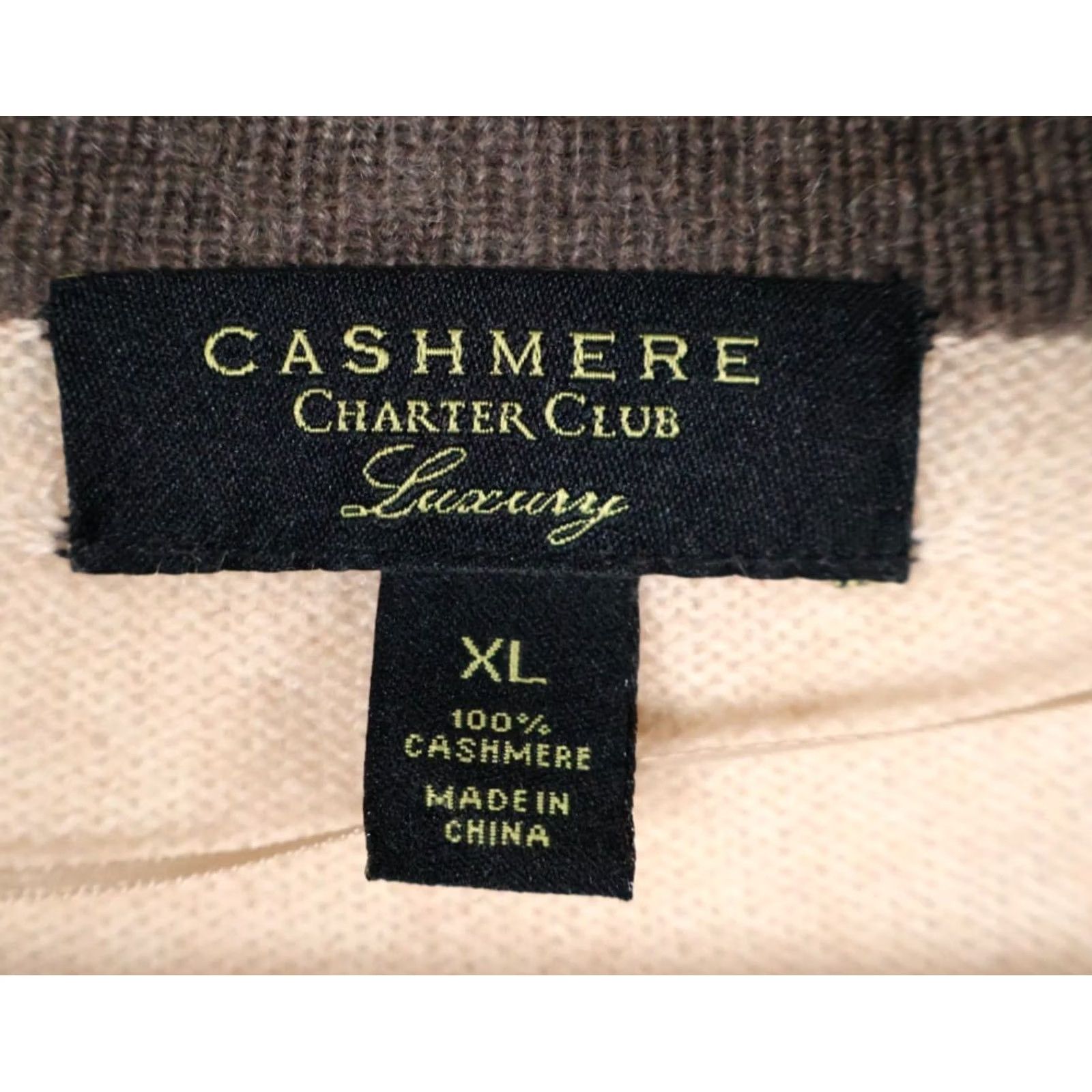 Charter Club VINTAGE? No. Charter Club Cardigan Women XL Beige Brown Check Open Front Cashmere Sweater Size XL / US 12-14 / IT 48-50 - 3 Thumbnail