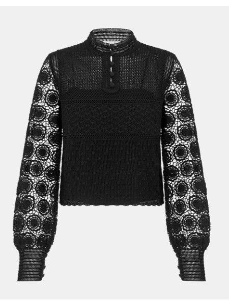 Dior o1w1db10924 Crochet-Effect Sweater in Black Size XS / US 0-2 / IT 36-38 - 1 Thumbnail