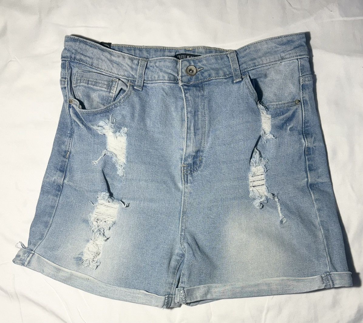 Other Elite Jeans High Rise Distressed Denim Shorts Size 13/31 Size 31" - 5 Thumbnail