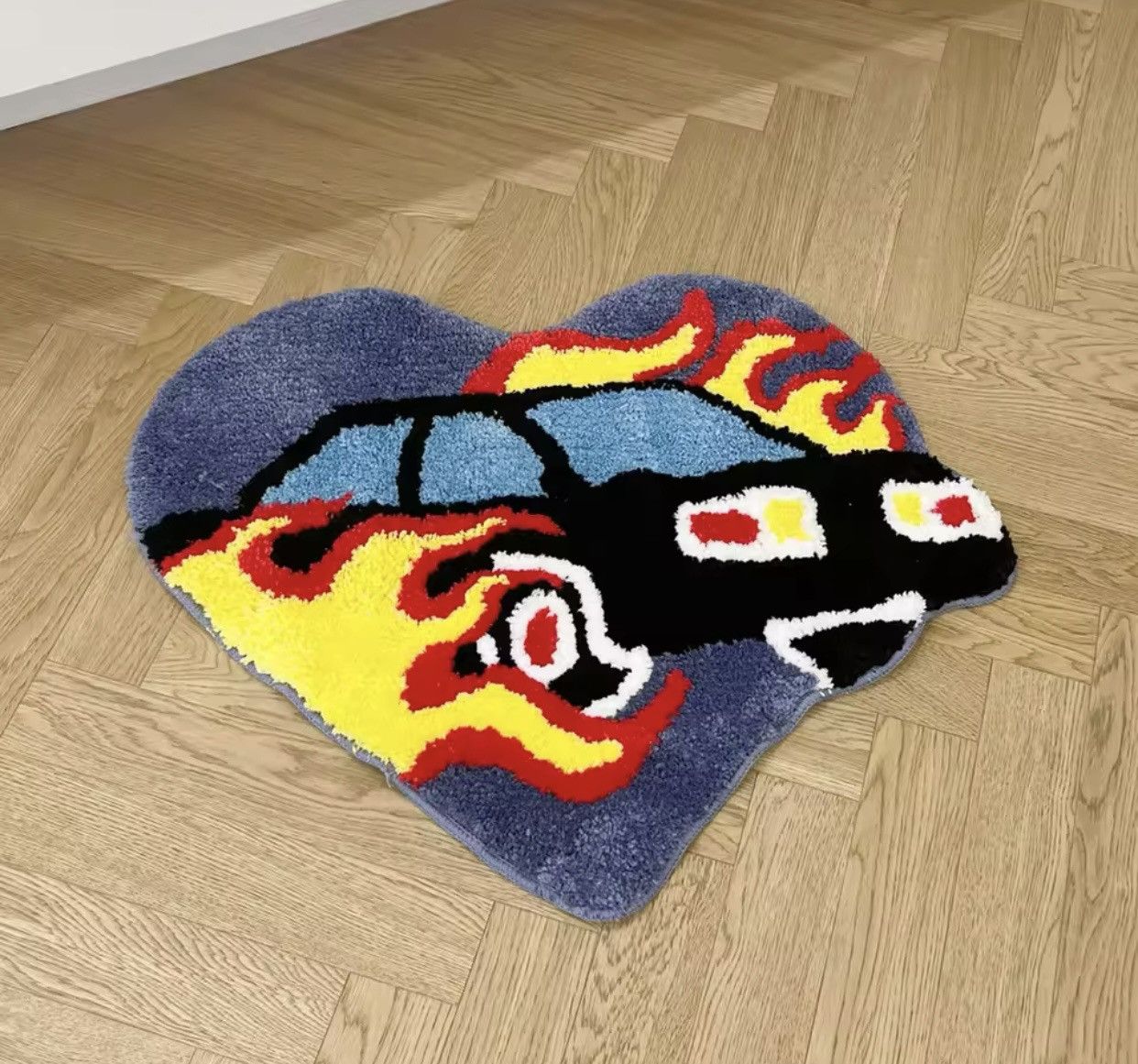 Japanese Brand Heart Flame Car Tufted Rug Size ONE SIZE - 2 Thumbnail