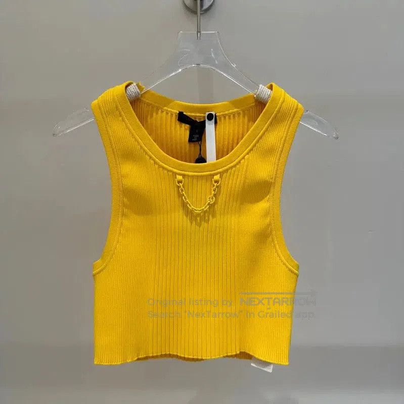 Louis Vuitton Louis Vuitton Yellow Knit Logo Top . Size S / US 4 / IT 40 - 1 Thumbnail