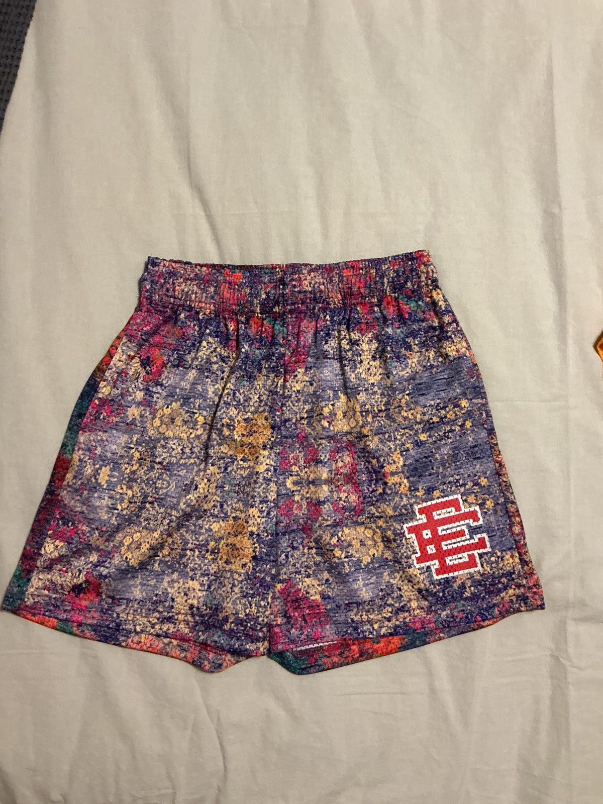 Eric Emanuel Rug Pattern Mesh shorts with Red EE. medium