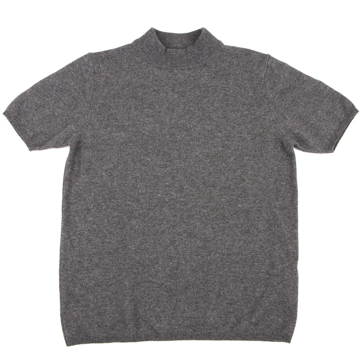 Armani Collezioni Cashmere Blend High Neck Short Sleeve Knit in Gray 48 Size US XXS / EU 40 - 1 Thumbnail