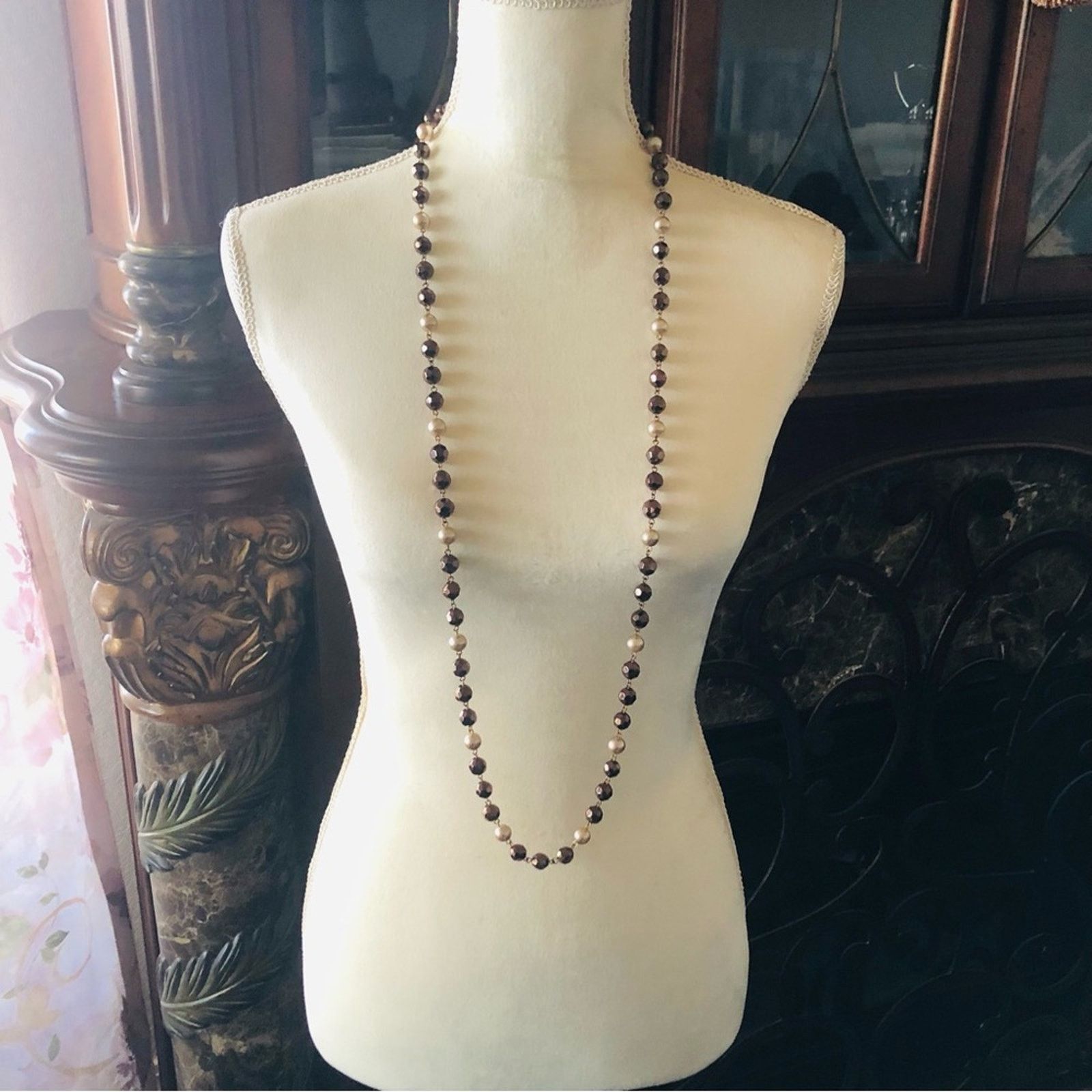 Vintage Vintage salvaged chunky bead and pearl long length necklace Size ONE SIZE - 6 Thumbnail