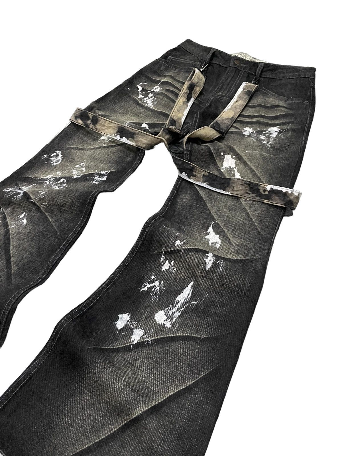 Luxuria Japan Flared Wide Leg Loose Laser Wash Man Jeans