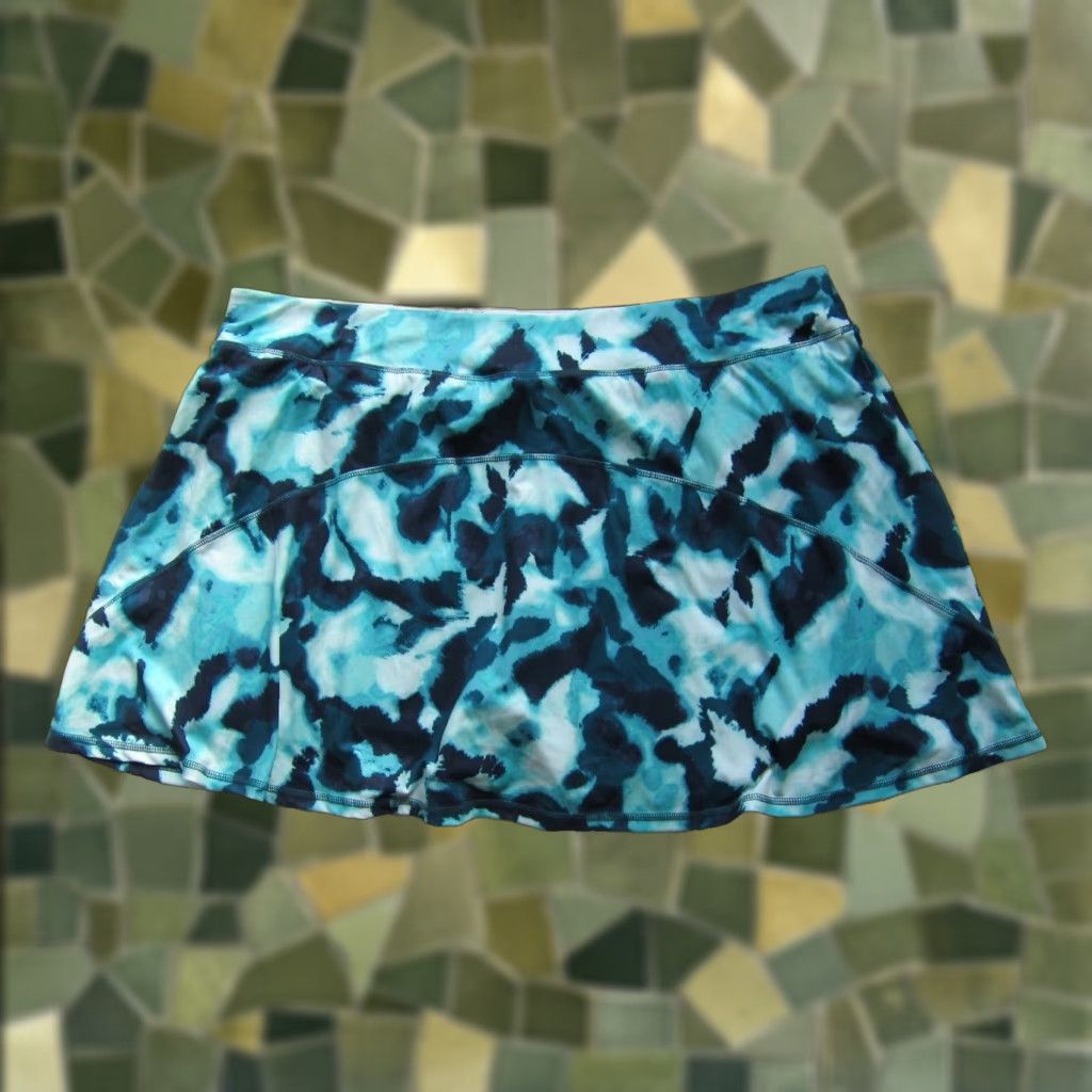 Vintage NWT Xersion Skirt 3X Tie Dye High Rise Short Quick Dry Green Womens Size 40" / US 18 - 1 Thumbnail