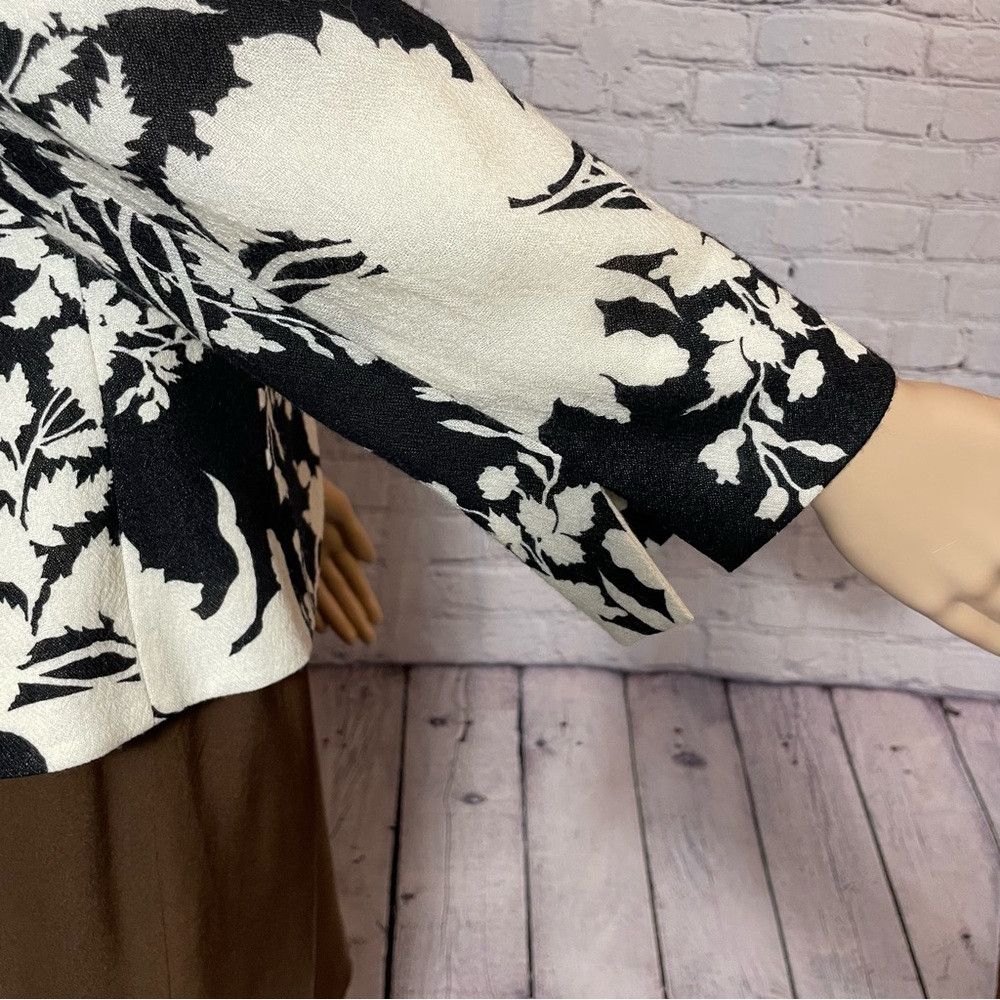 Other New Teri Jon By Rickie Freeman Wool Black White Floral Jack Size L / US 10 / IT 46 - 4 Thumbnail