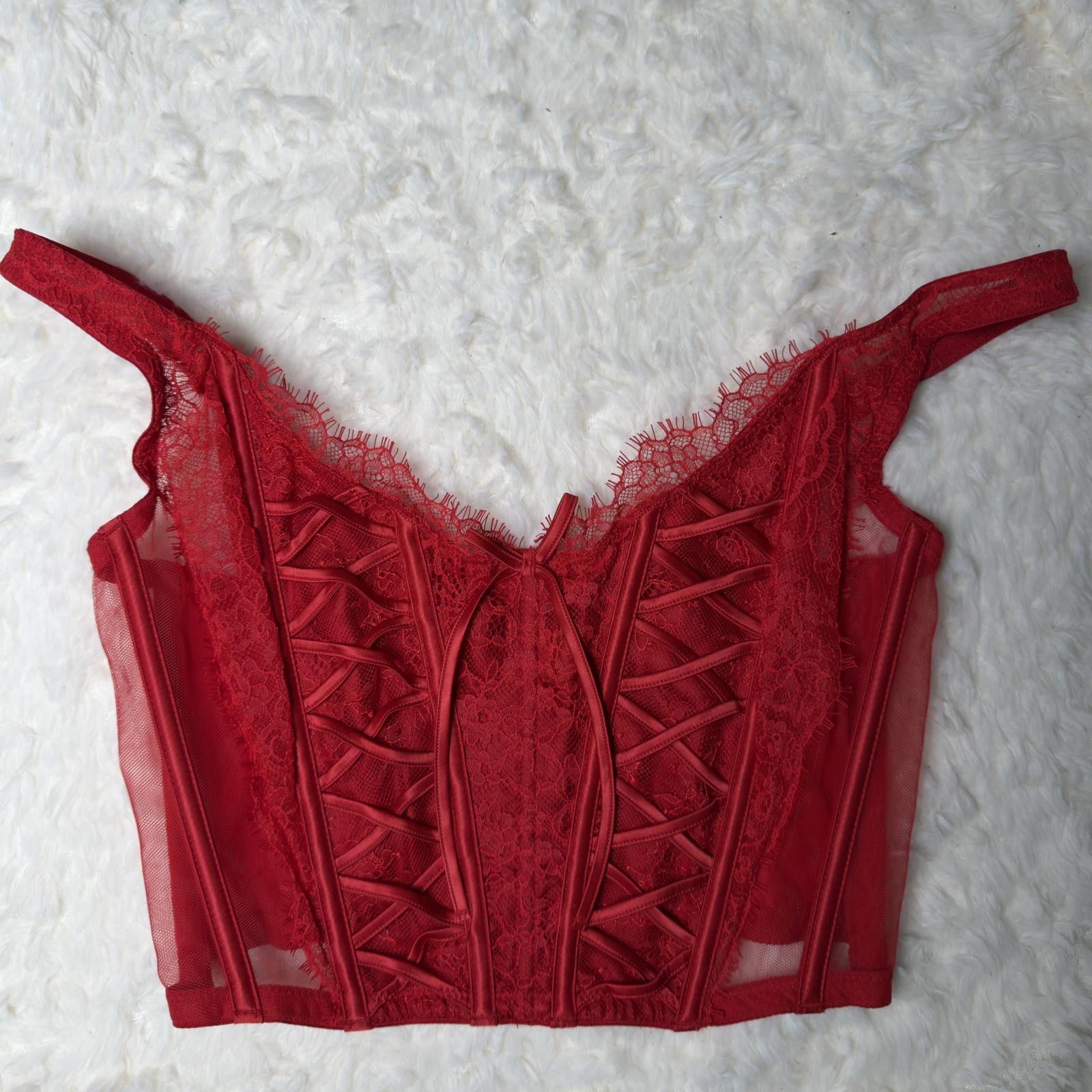 Other Victoria's Secret Red Lace Corset Bralette M/DD Size ONE SIZE - 1 Thumbnail
