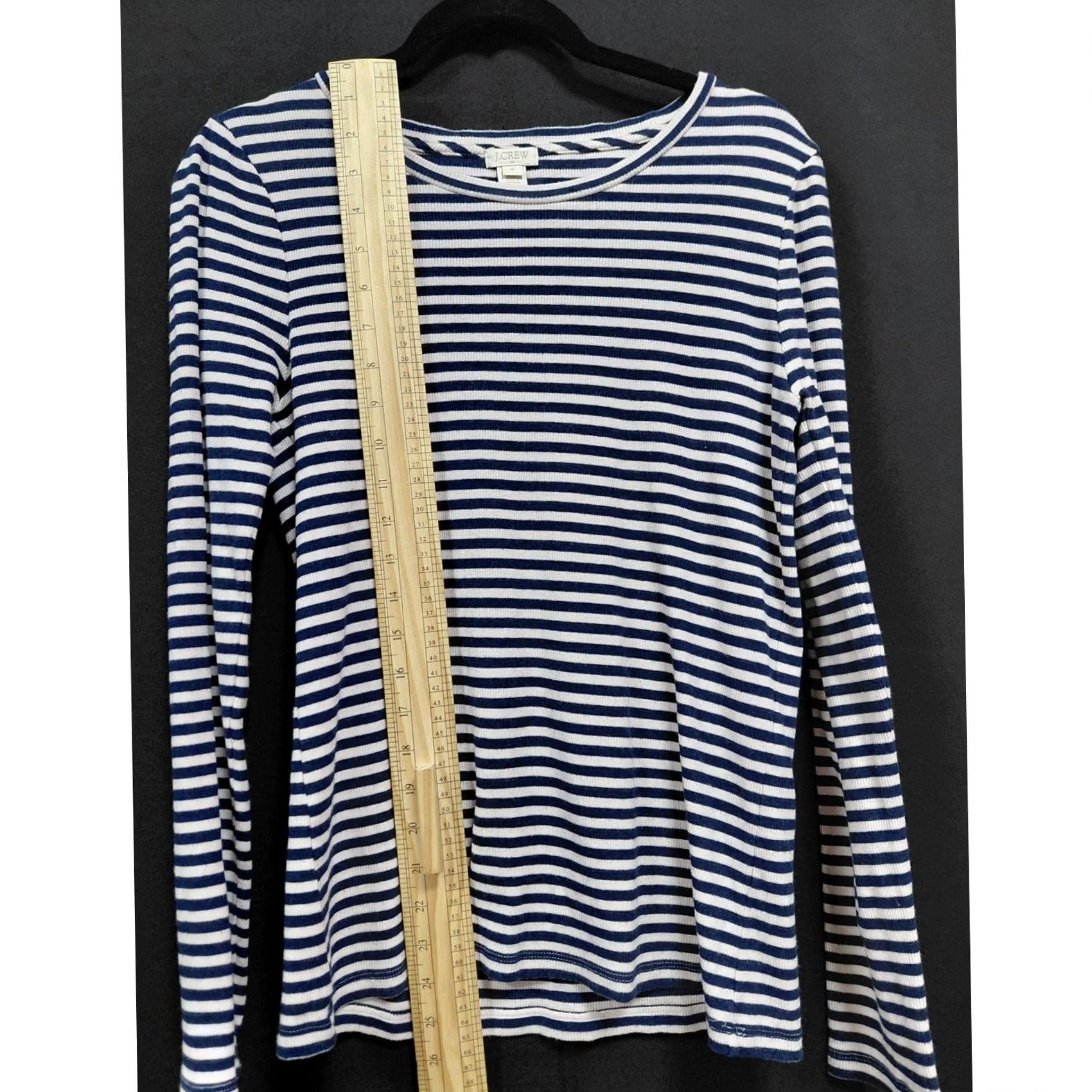 J.Crew J.CREW Striped Knit Long Sleeve Crew Neck Top Navy White Women M Size M / US 6-8 / IT 42-44 - 5 Thumbnail