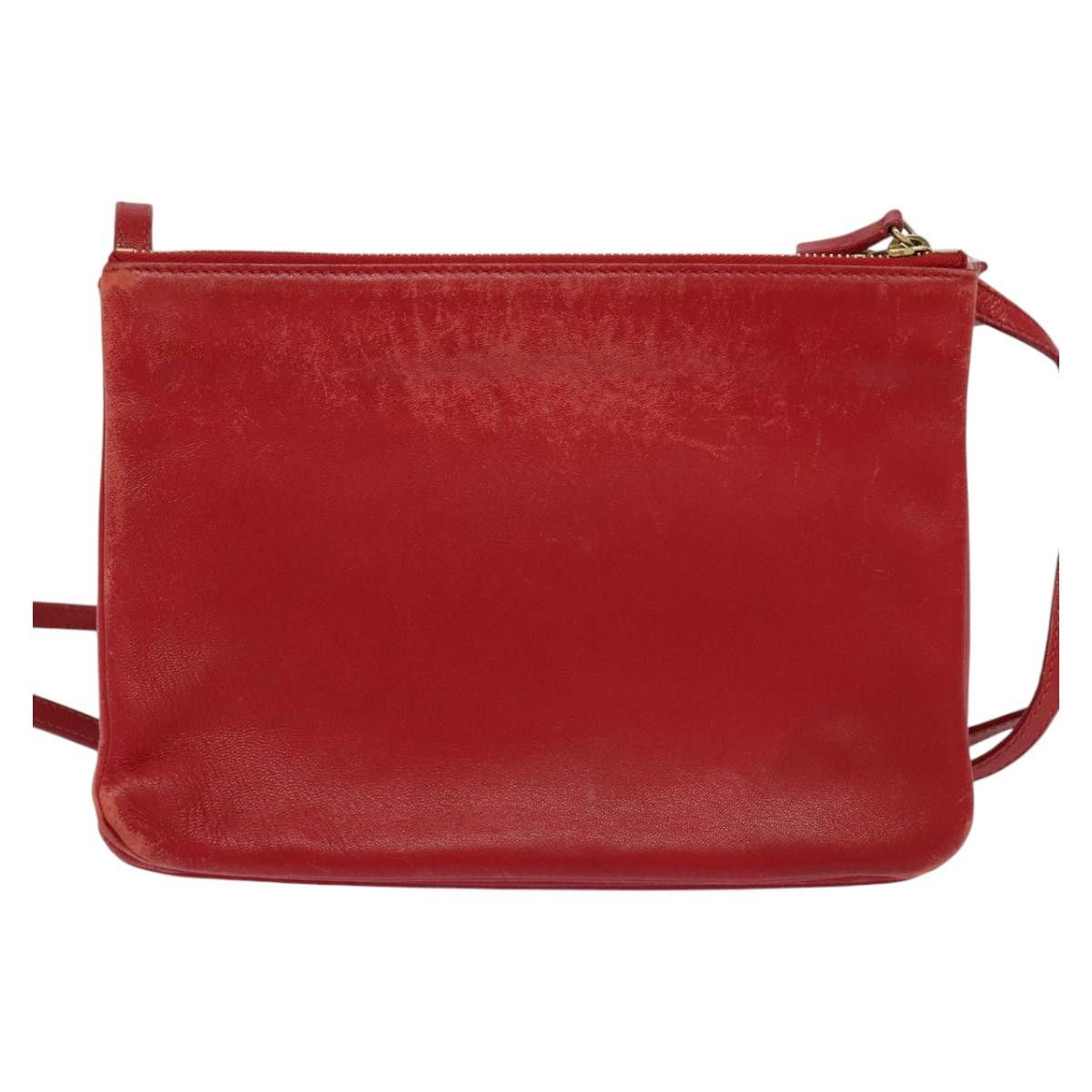 Celine CELINE Trio Small Shoulder Bag Leather Red Gold Size ONE SIZE - 3 Thumbnail