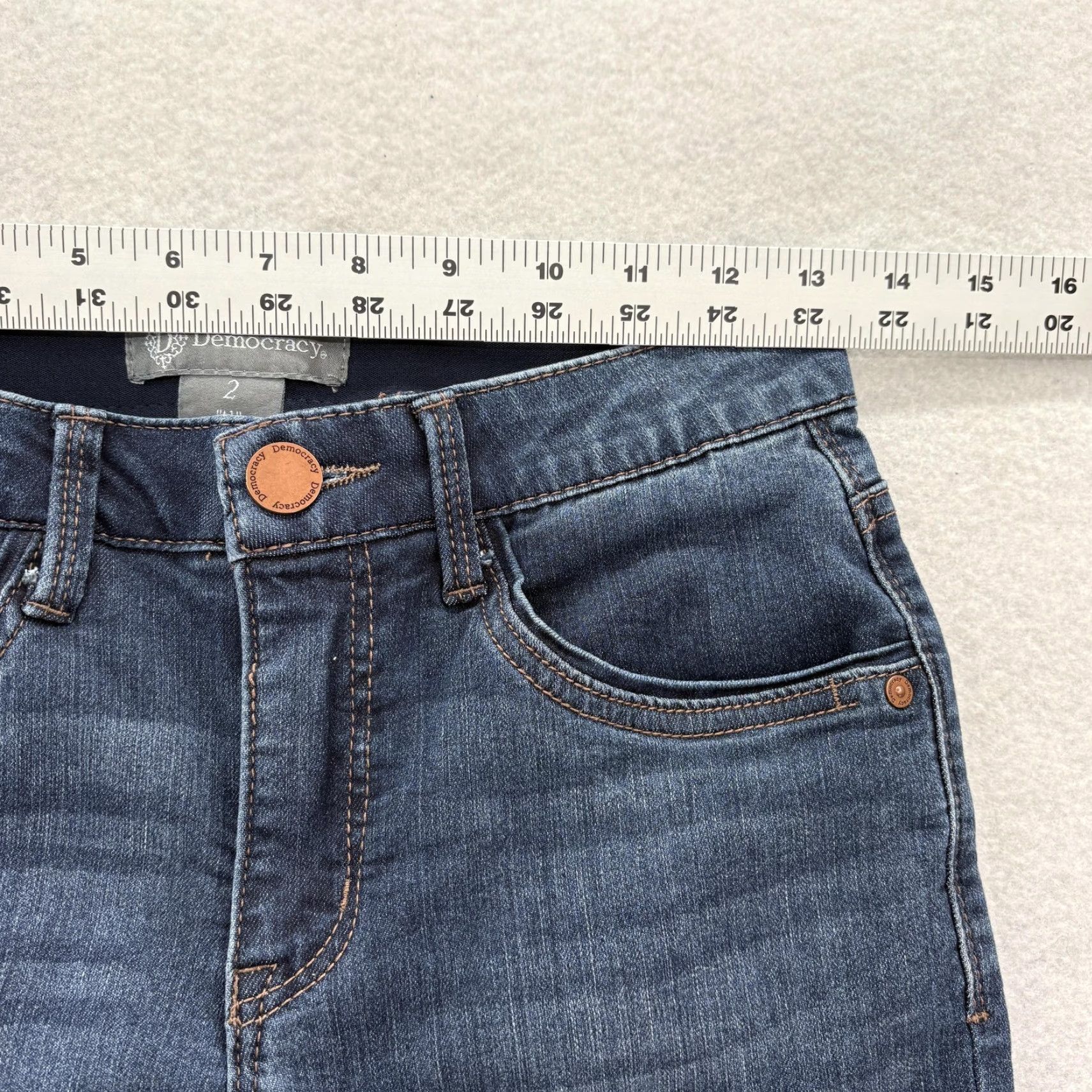 Vintage Democracy Jeans Women 2 Blue AB Technology Straight Leg Denim Raw Hem Ankle Size 26" / US 2 / IT 38 - 7 Thumbnail