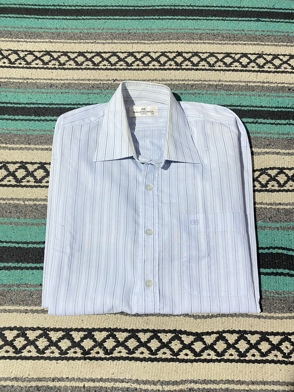 Balenciaga 1990s Balenciaga - Vintage Striped Shirt Size US L / EU 52-54 / 3 - 15 Thumbnail