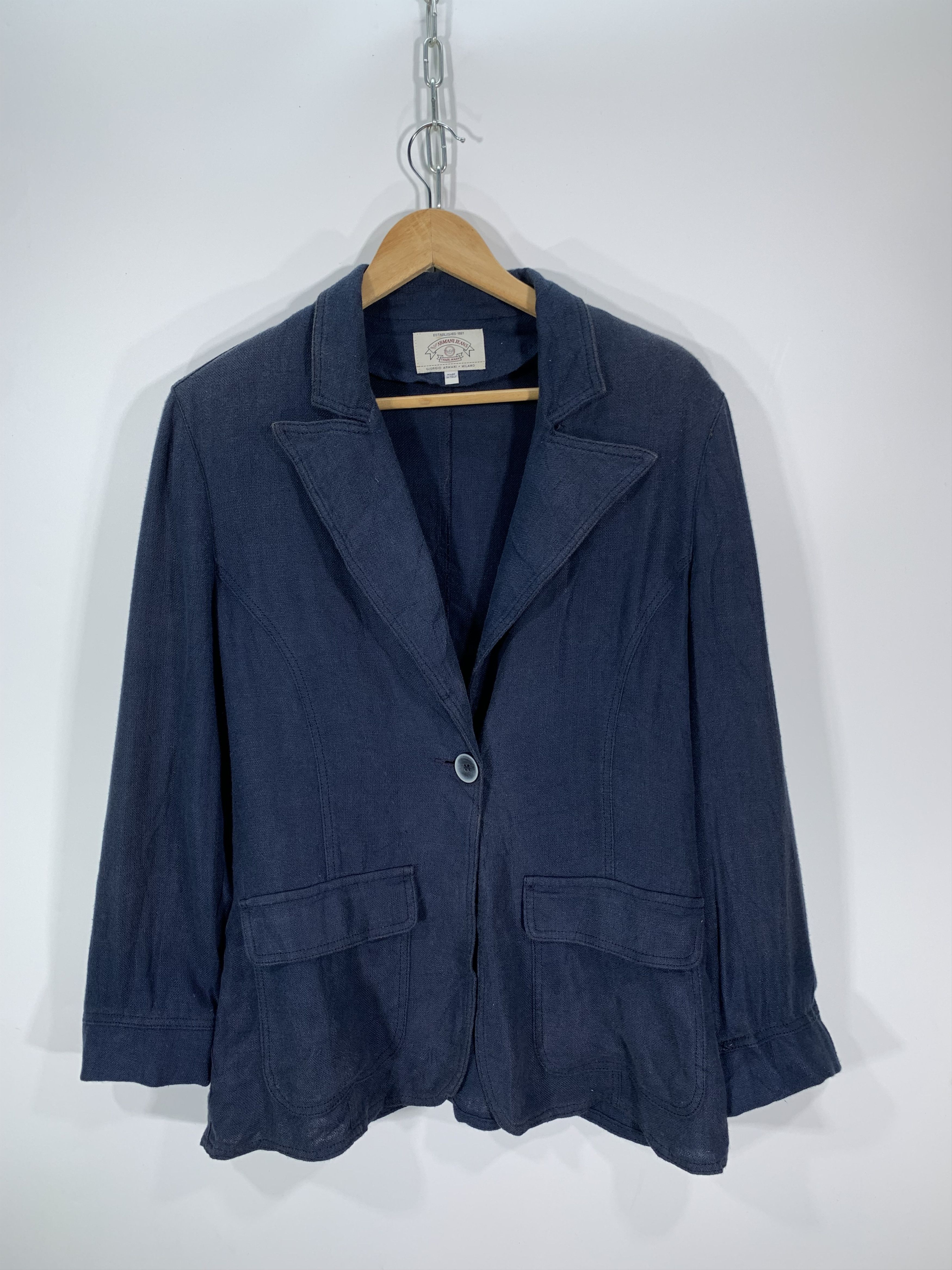 Giorgio Armani ⚡️Vintage Armani Jacket Faded Blue Size US S / EU 44-46 / 1 - 1 Thumbnail