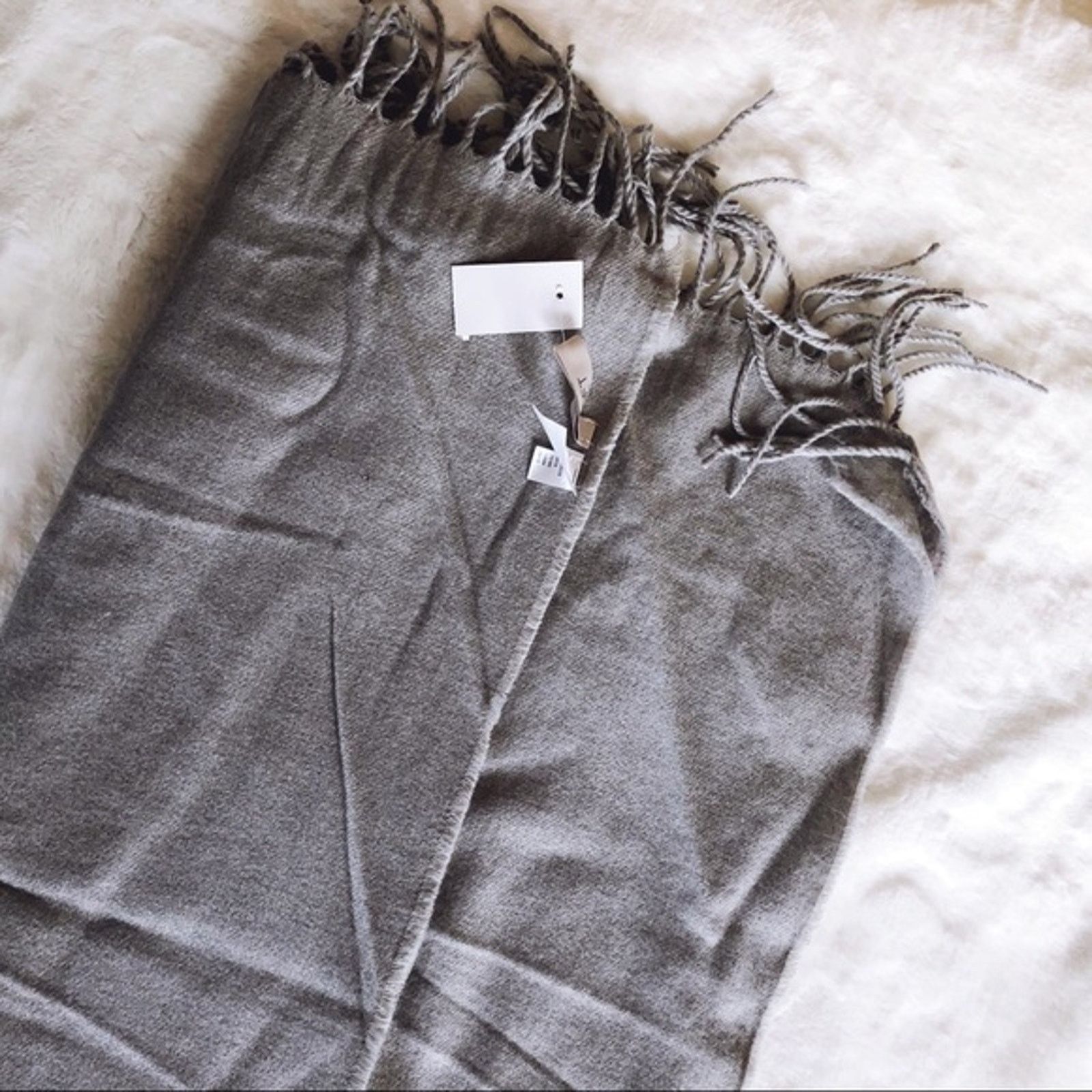 Loft LOFT Light Gray Melange Scarf Size ONE SIZE - 3 Thumbnail